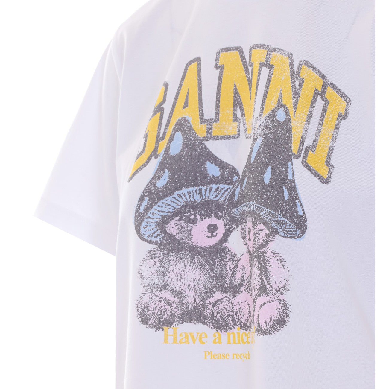 Ganni Women T-Shirt With Logo And Teddy Mushroom Print GANNI