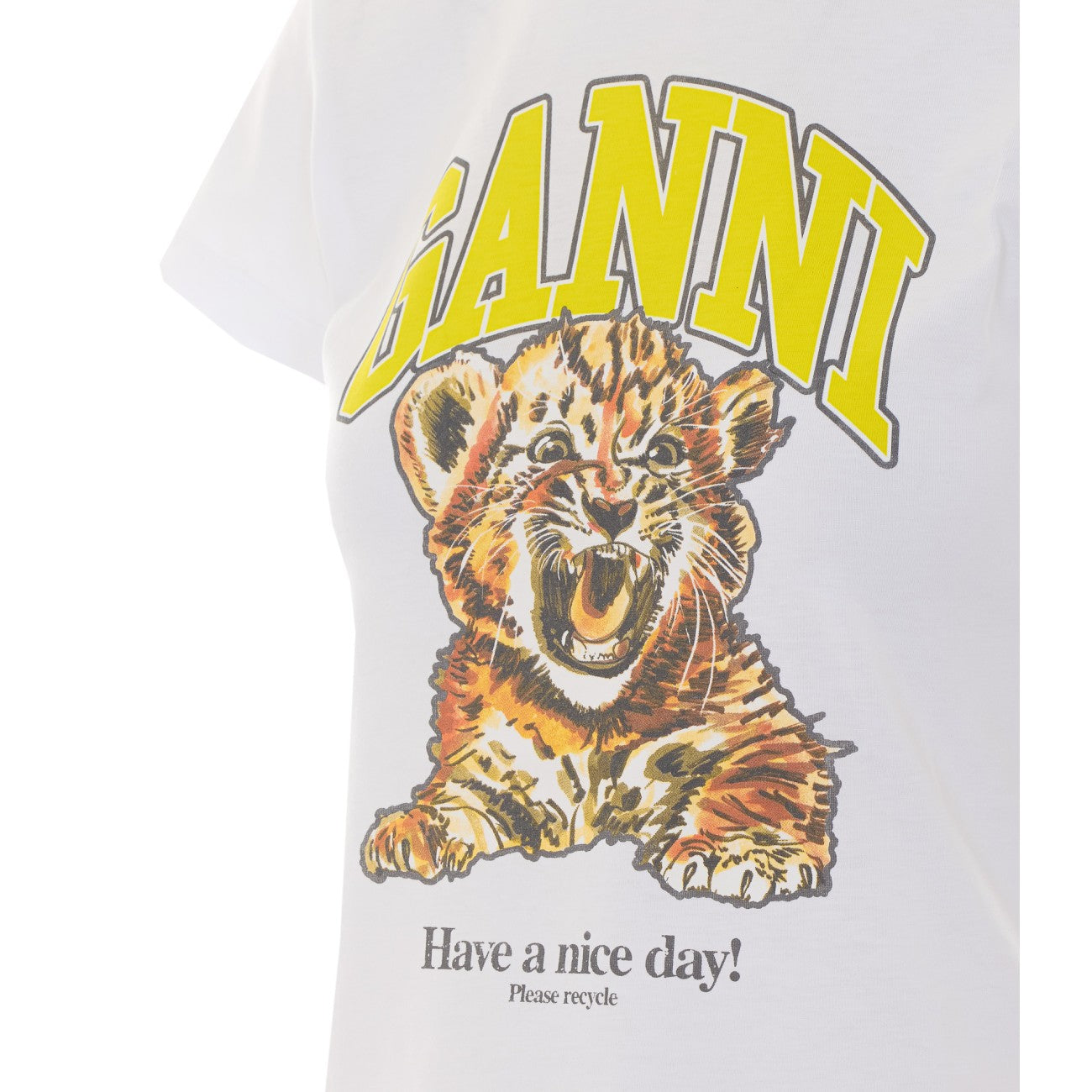 Ganni Women T-Shirt With Tiger GANNI