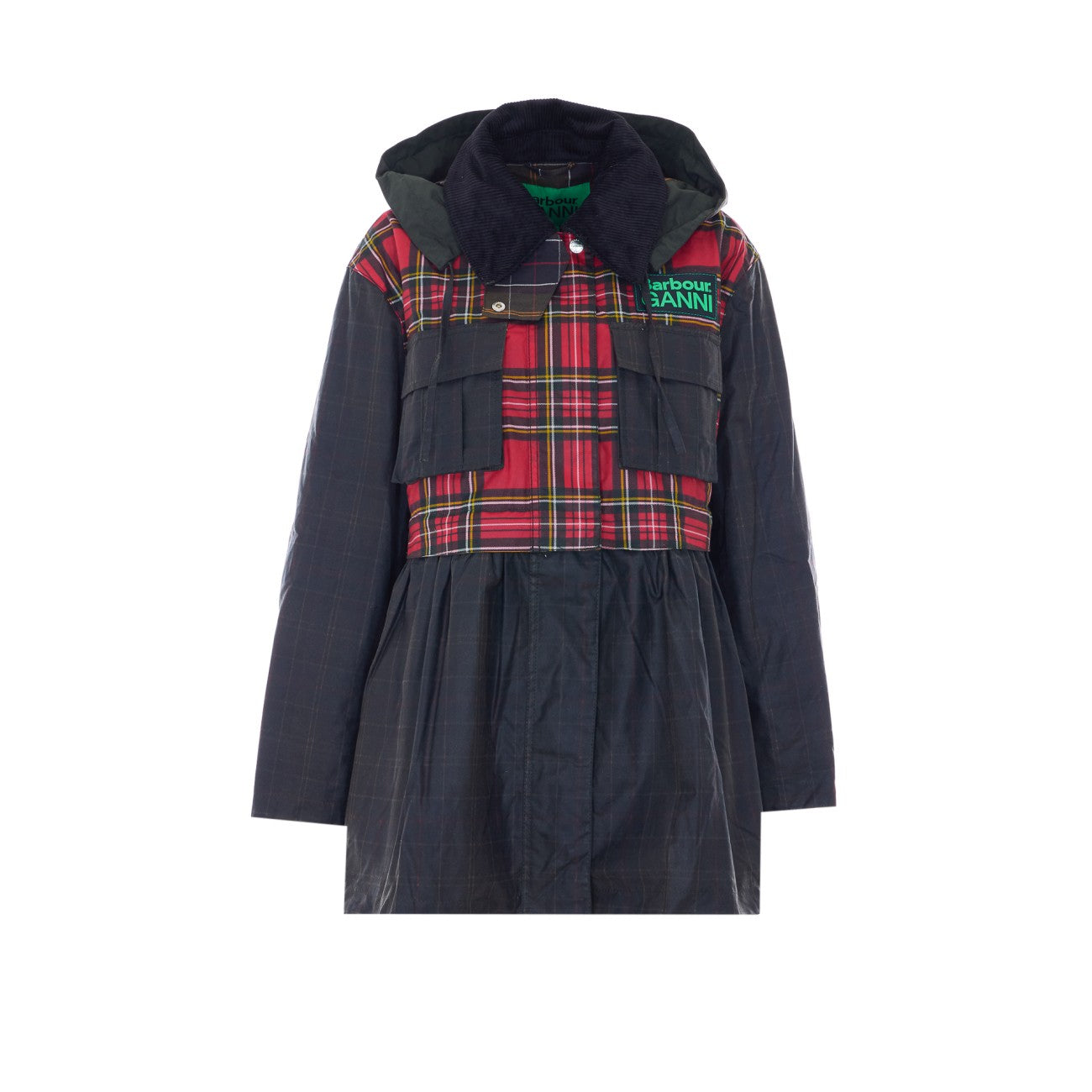Barbour X Ganni Women Tartan Peplum Wax Jacket BARBOUR X GANNI