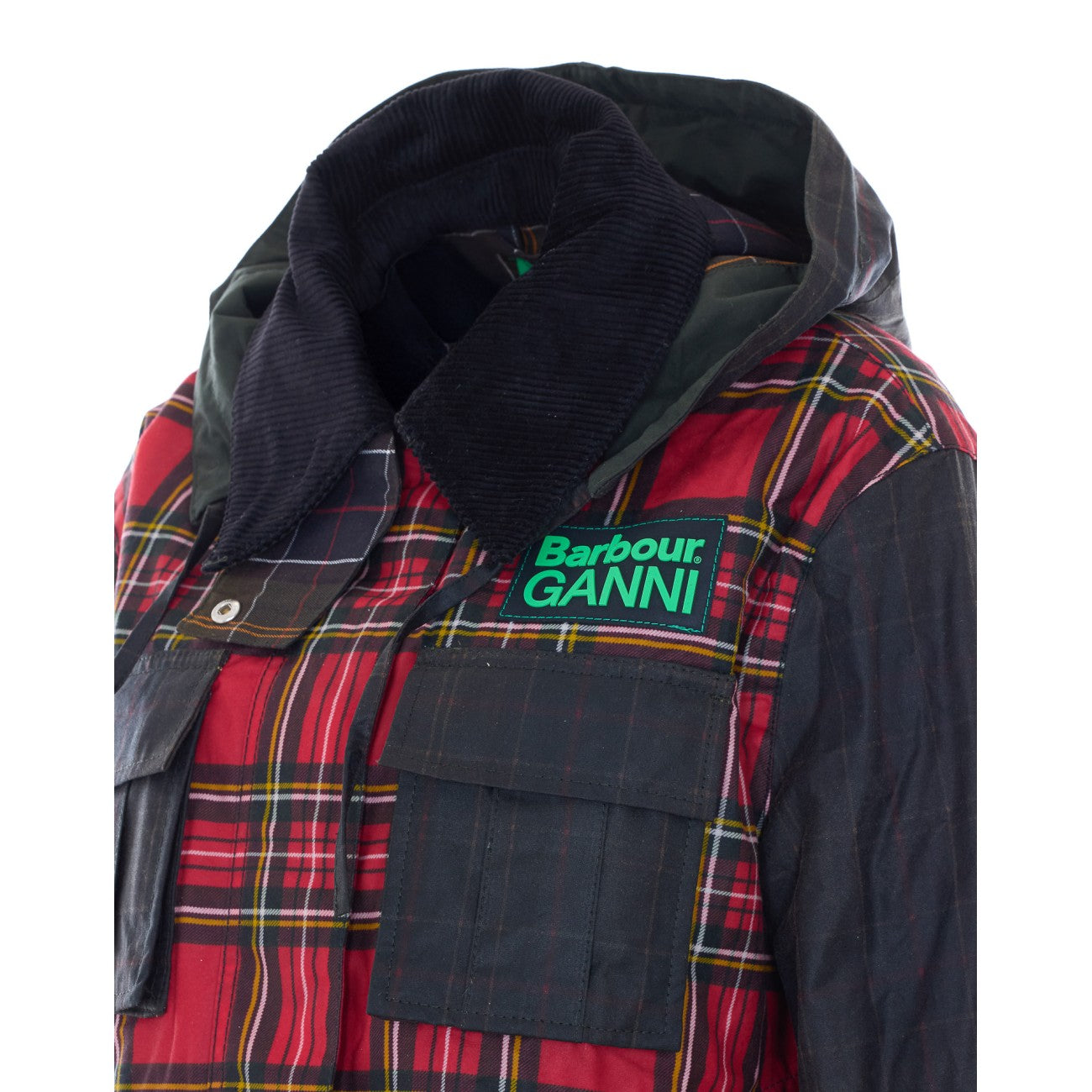 Barbour X Ganni Women Tartan Peplum Wax Jacket BARBOUR X GANNI