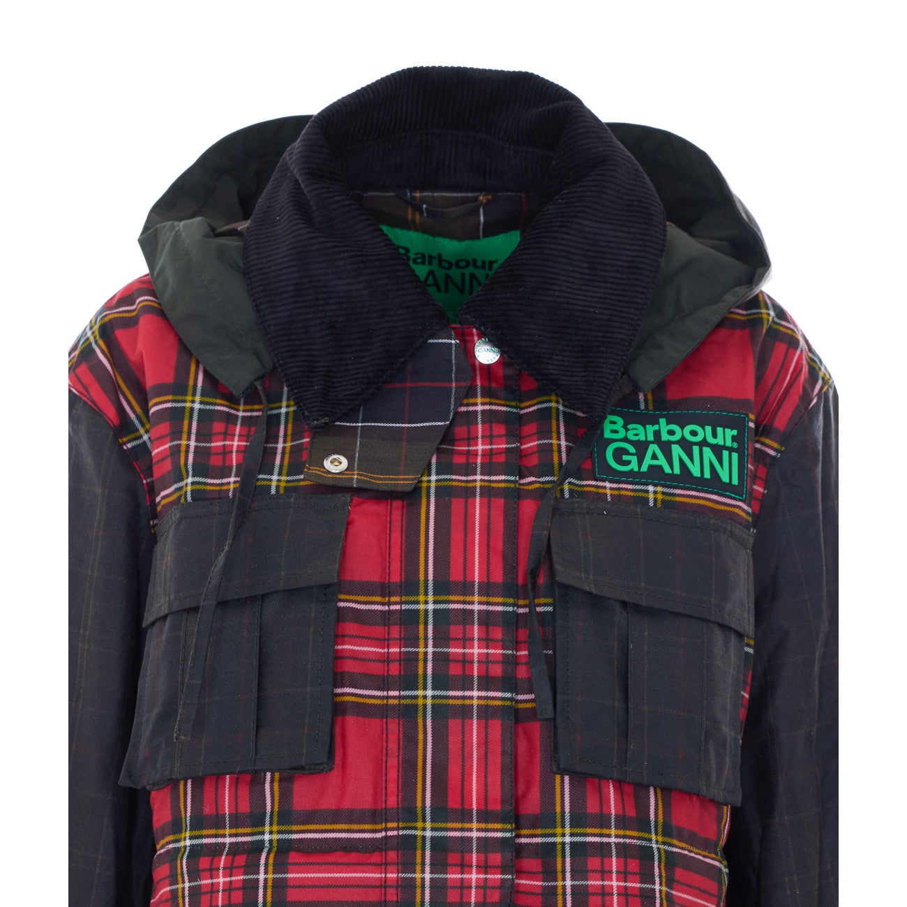 Barbour X Ganni Women Tartan Peplum Wax Jacket BARBOUR X GANNI