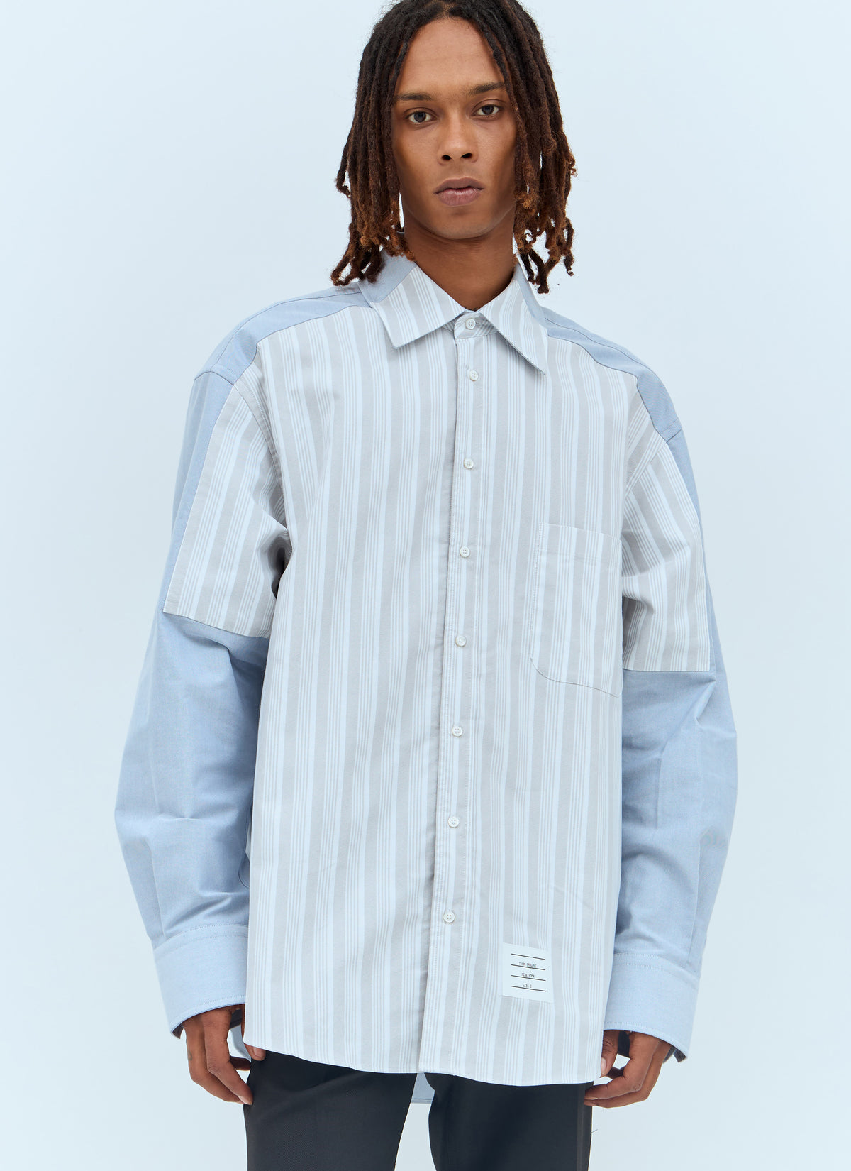 Thom Browne Men Oversized Striped Shirt THOM BROWNE