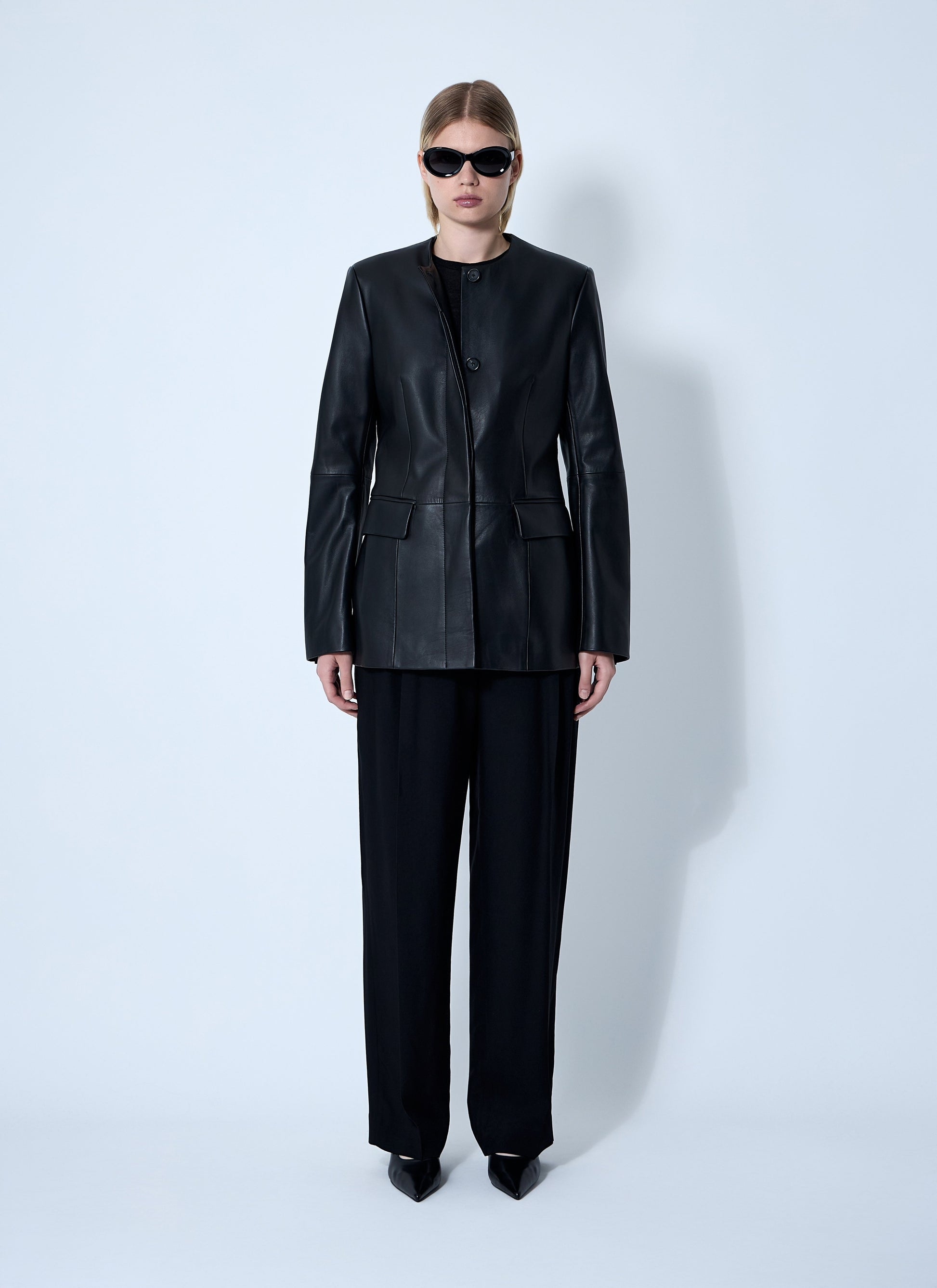 Toteme Women Collarless Leather Jacket TOTEME