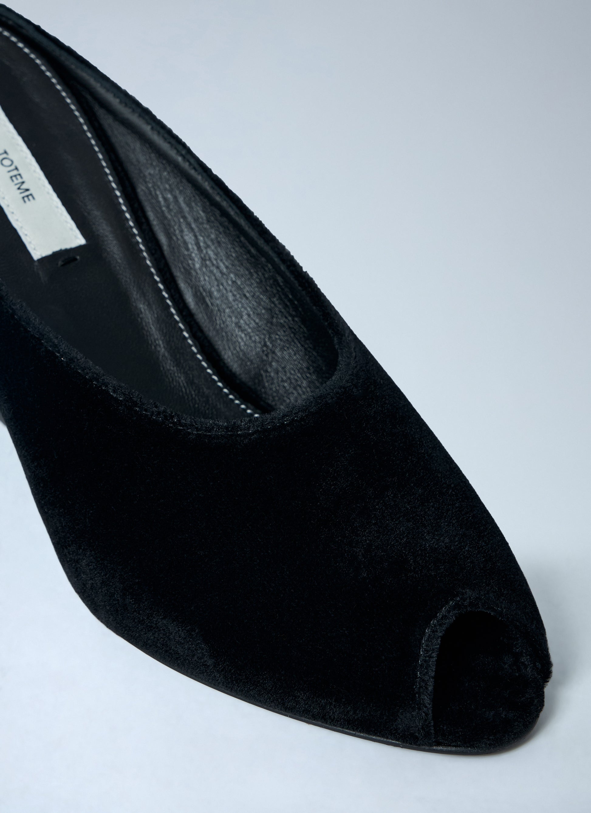 Toteme Women Velvet Peep-Toe Wedge Mules TOTEME