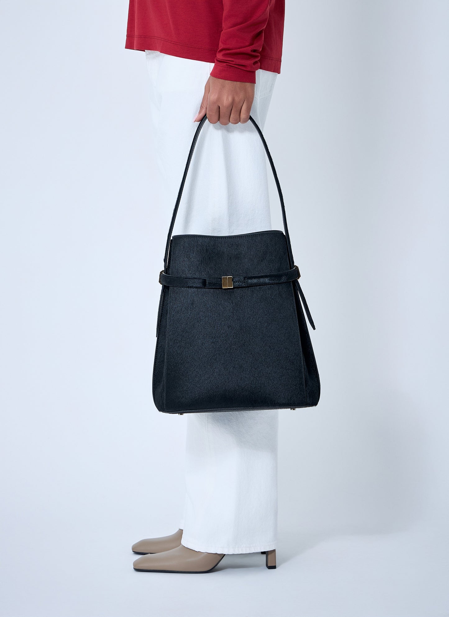 Toteme Women Belted Pony Hair Bucket Bag TOTEME