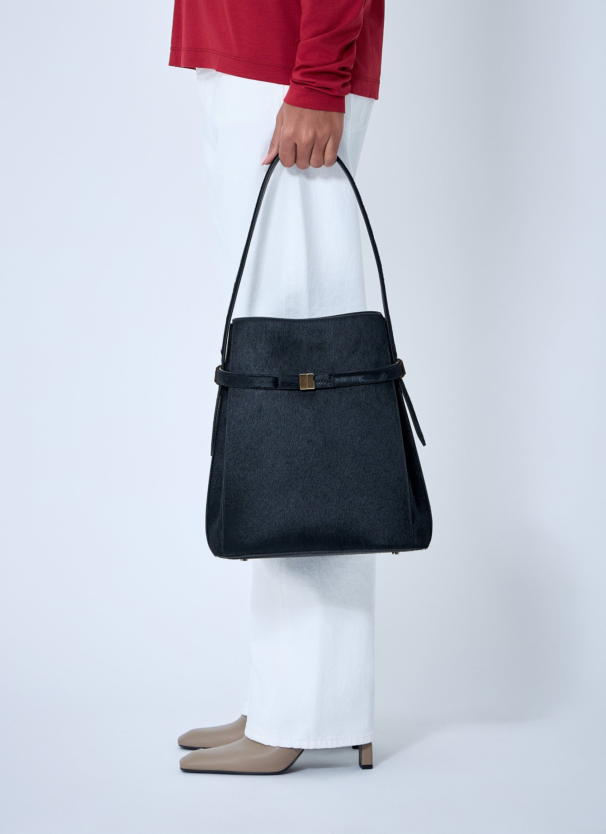 Toteme Women Belted Pony Hair Bucket Bag TOTEME