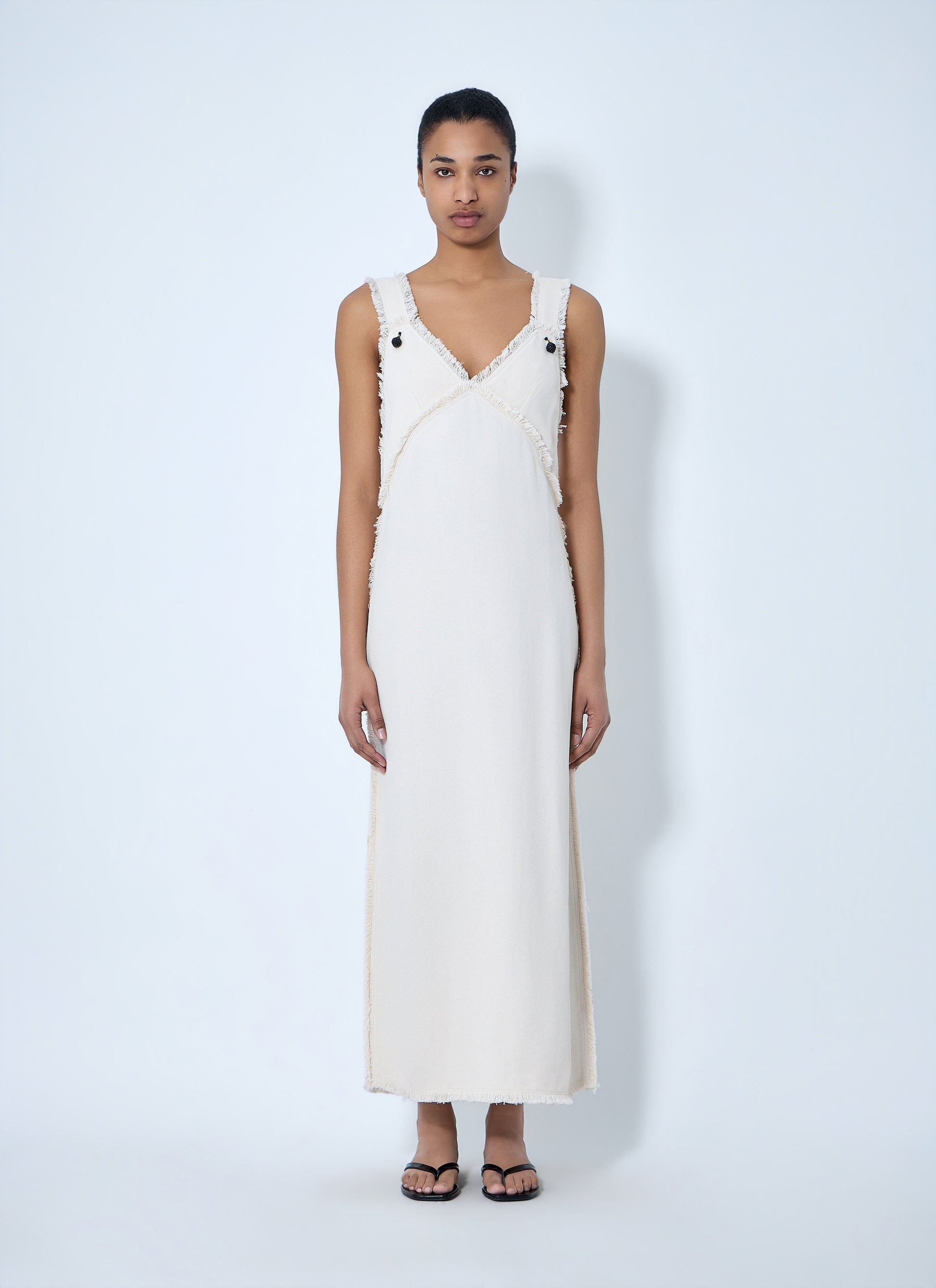 Toteme Women Bouclé Maxi Dress With Frayed Edges TOTEME