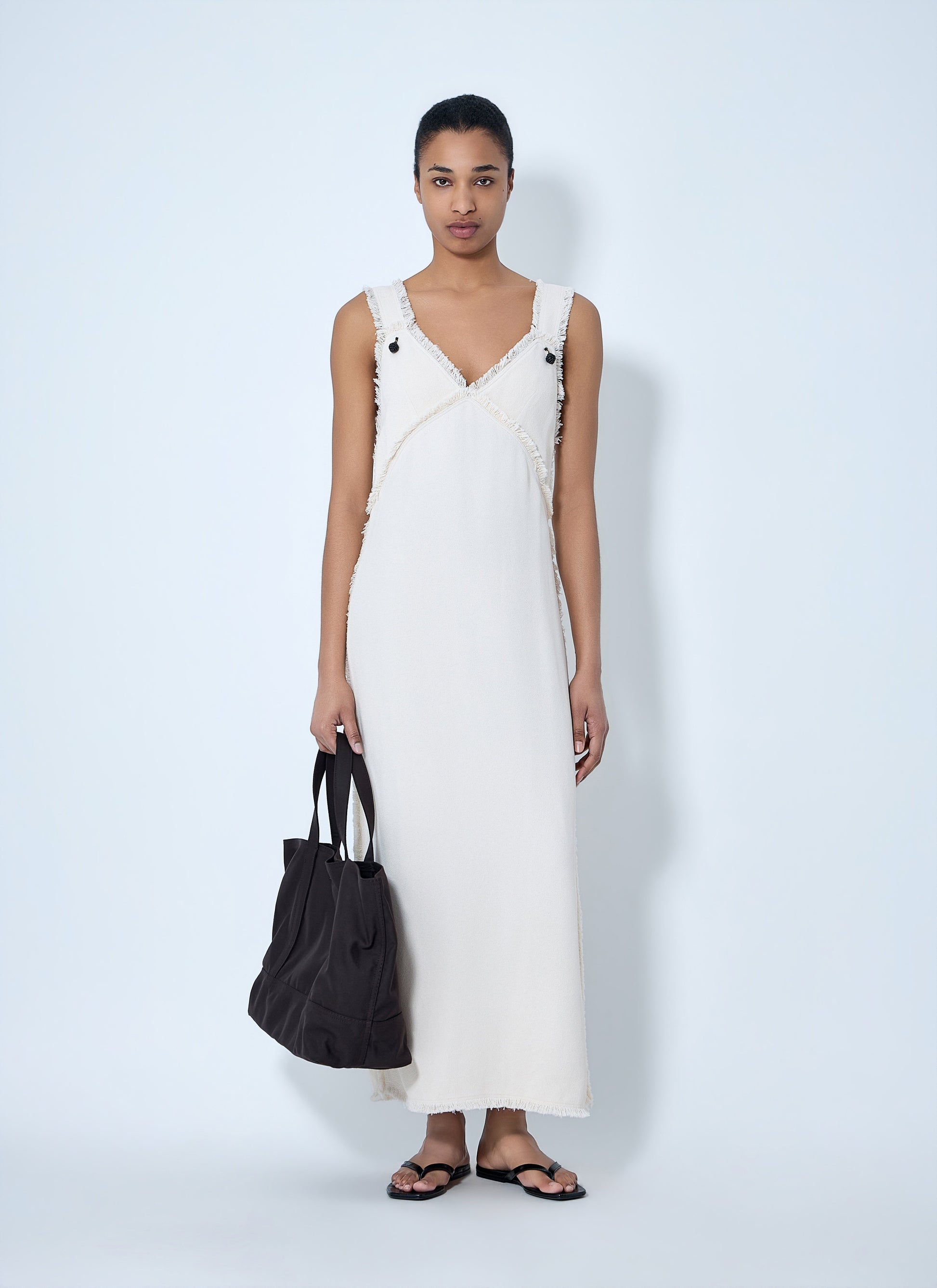 Toteme Women Bouclé Maxi Dress With Frayed Edges TOTEME