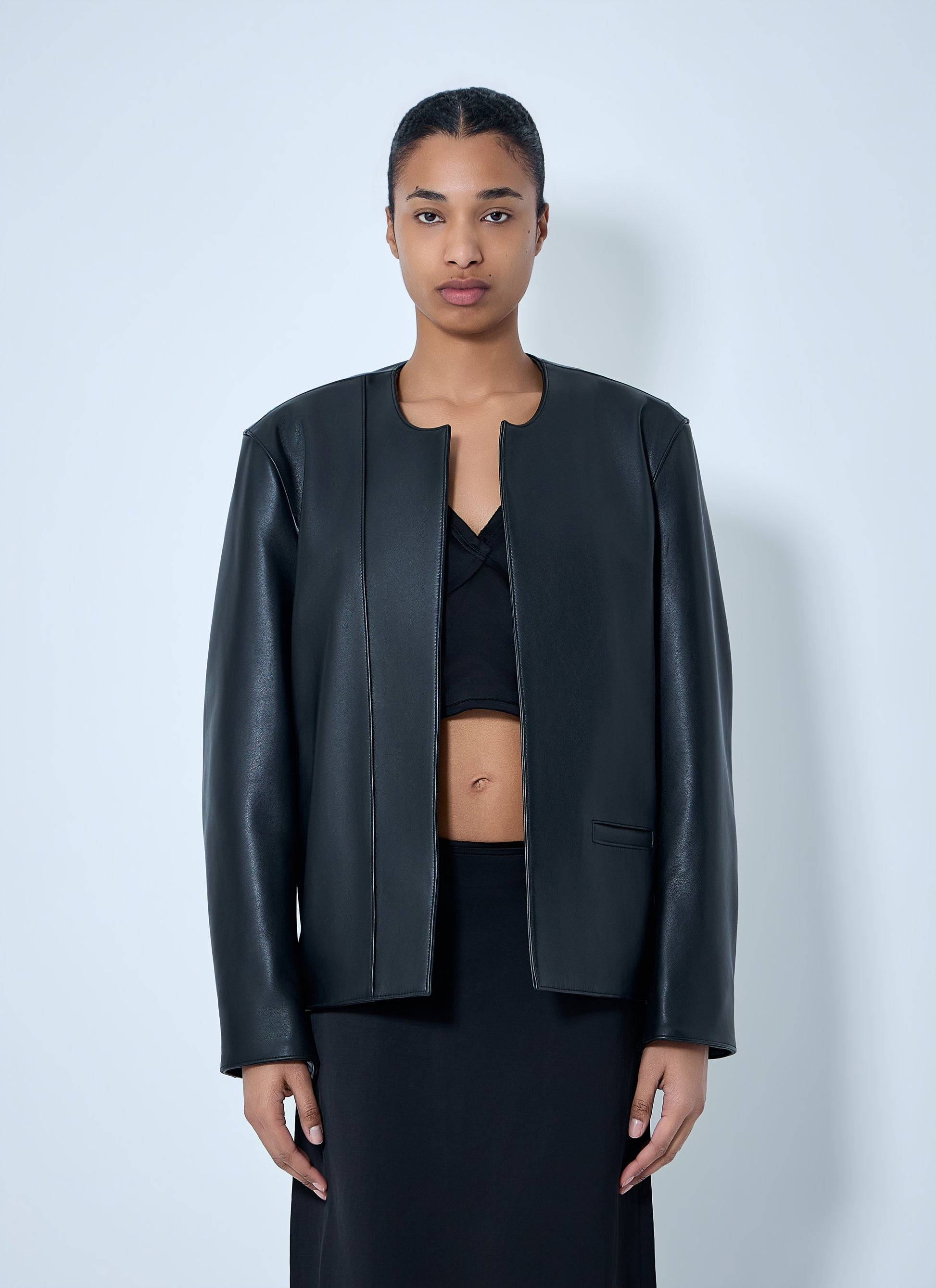Toteme Women Open Front Leather Jacket TOTEME