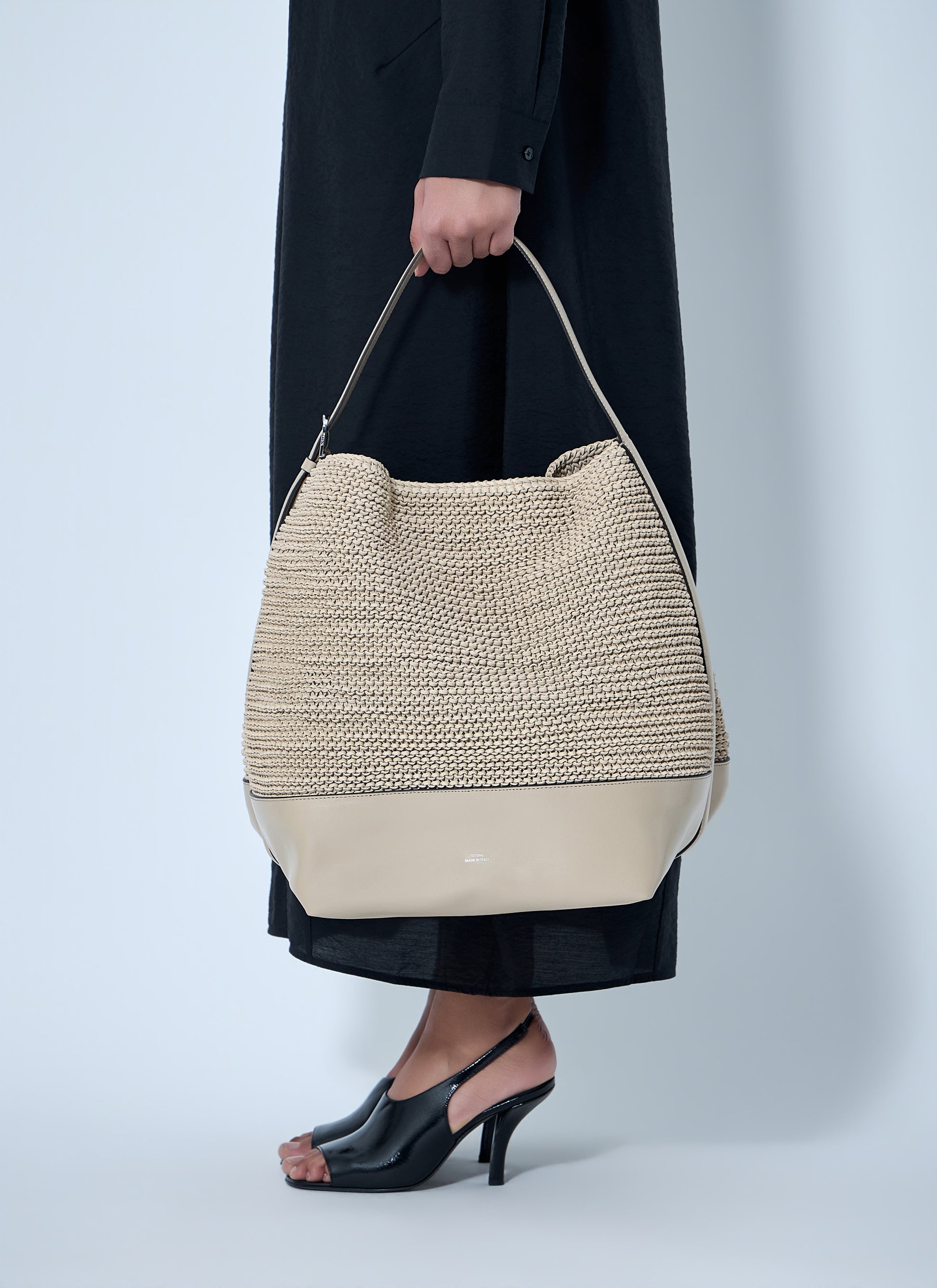 Toteme Women Belted Woven Leather Tote Bag TOTEME