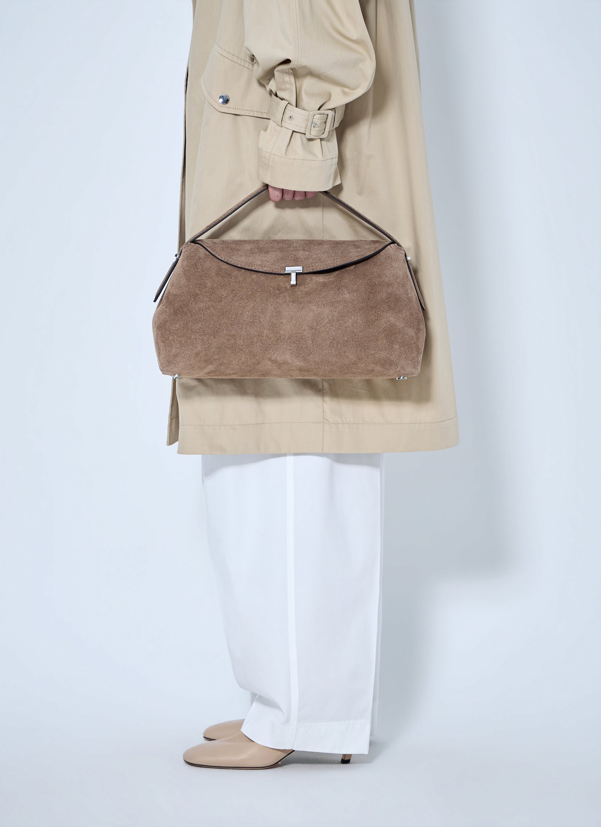 Toteme Women T-Lock Suede Top Handle TOTEME