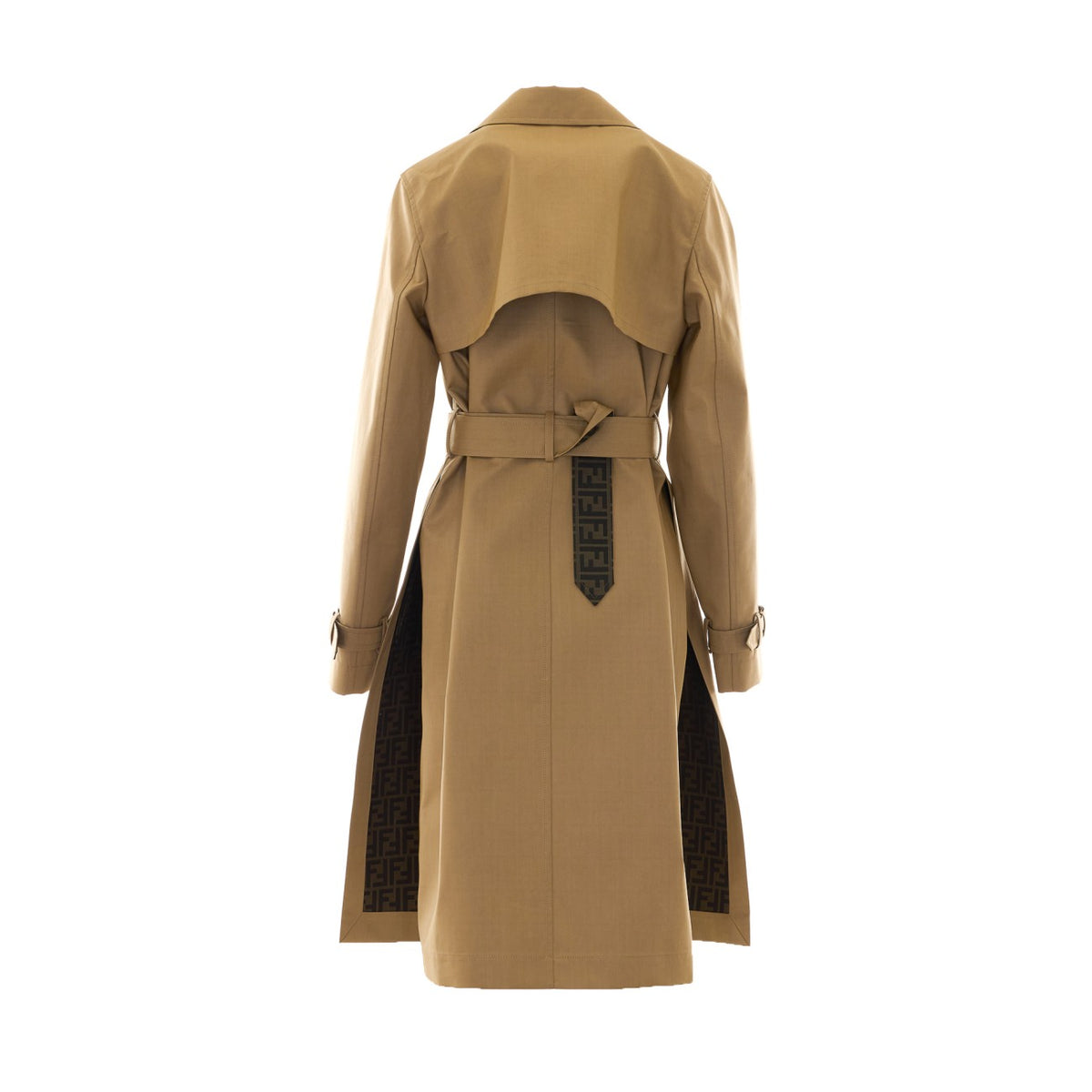 Fendi Women Trench Coat With Mackintosh Fabric And Ff Zucca Motif FENDI