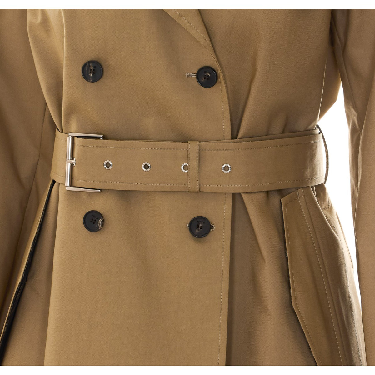 Fendi Women Trench Coat With Mackintosh Fabric And Ff Zucca Motif FENDI
