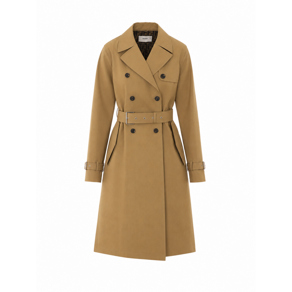 Fendi Women Trench Coat With Mackintosh Fabric And Ff Zucca Motif FENDI