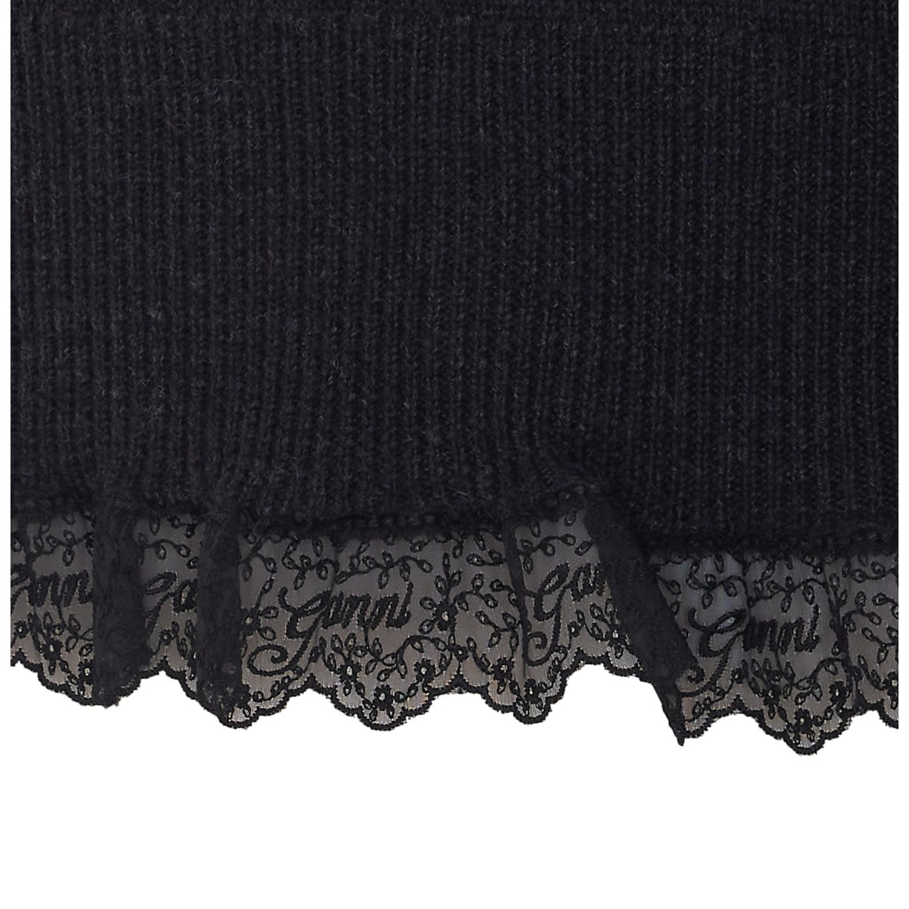 Ganni Women Turtleneck In Lace Merinos GANNI