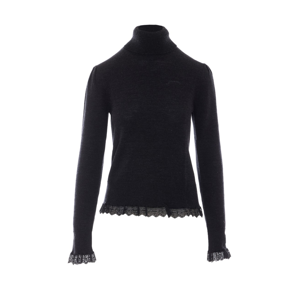 Ganni Women Turtleneck In Lace Merinos GANNI