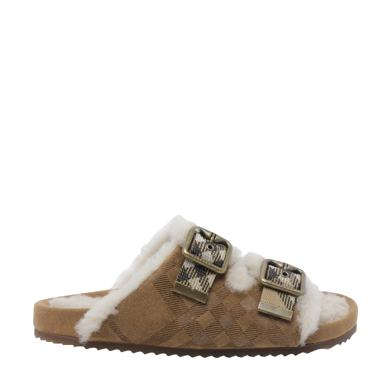 Burberry Women Urchin Sandals In Check Shearling BURBERRY