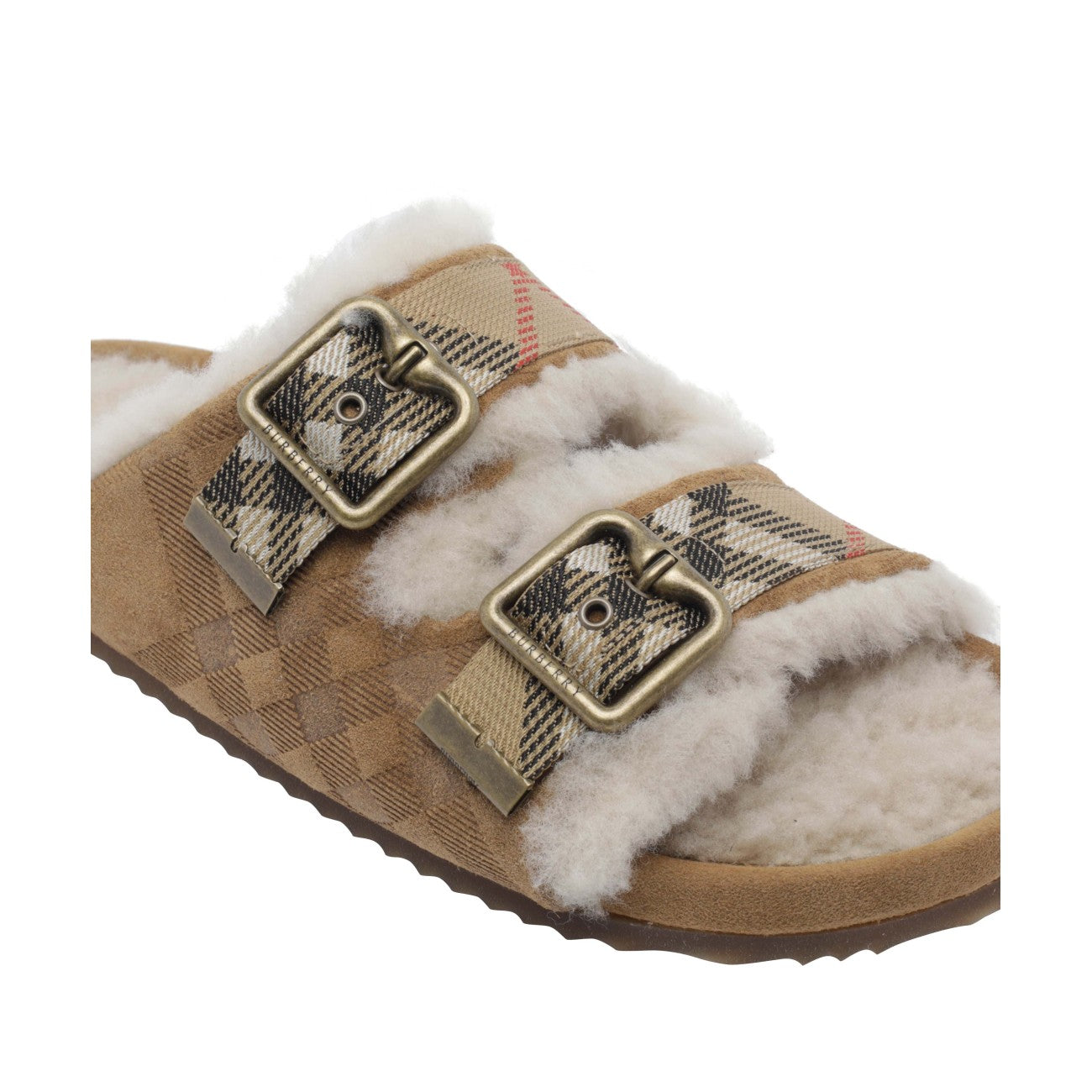 Burberry Women Urchin Sandals In Check Shearling BURBERRY