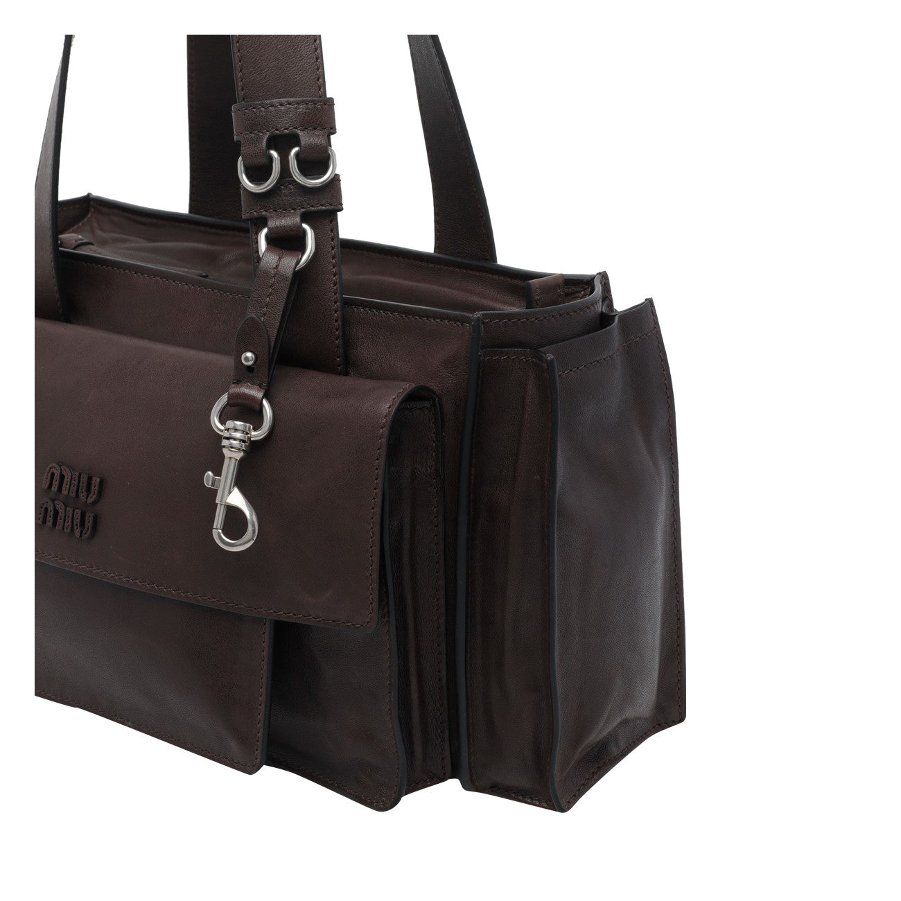 Miu Miu Women Utilitaire Shopping Bag With Miu Miu Logo MIU MIU