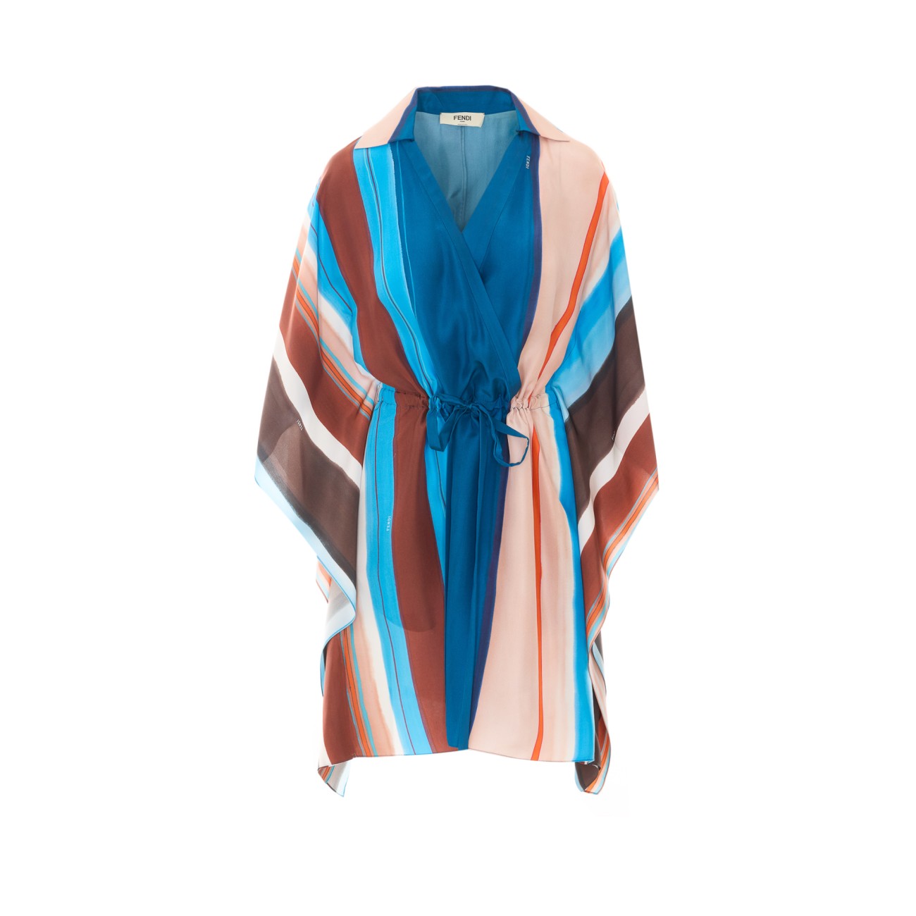 Fendi Women Venetian Stripes Motif Kaftan Dress With Fendi Logo FENDI