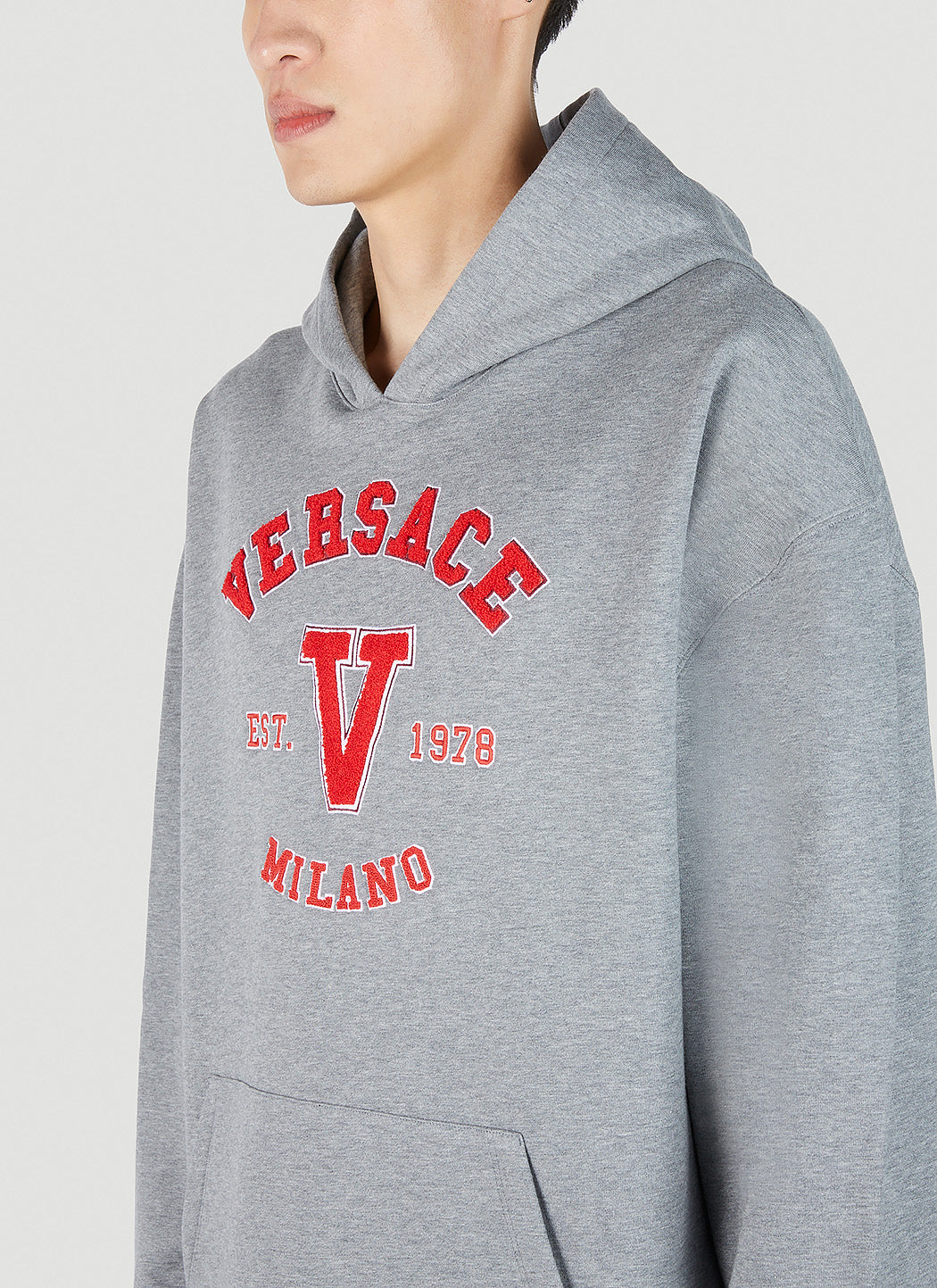 Versace Men Varsity Logo Patch Hooded Sweatshirt VERSACE