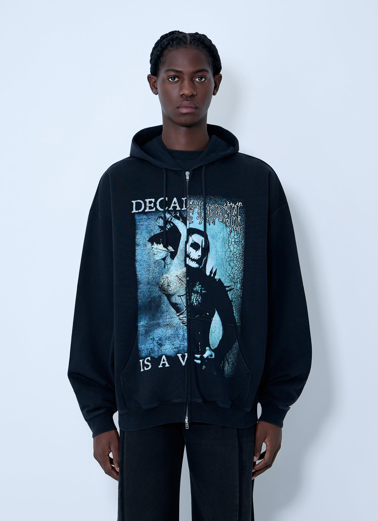 Vetements Men Cof Cut-Up Zip-Up Hooded Sweatshirt VETEMENTS
