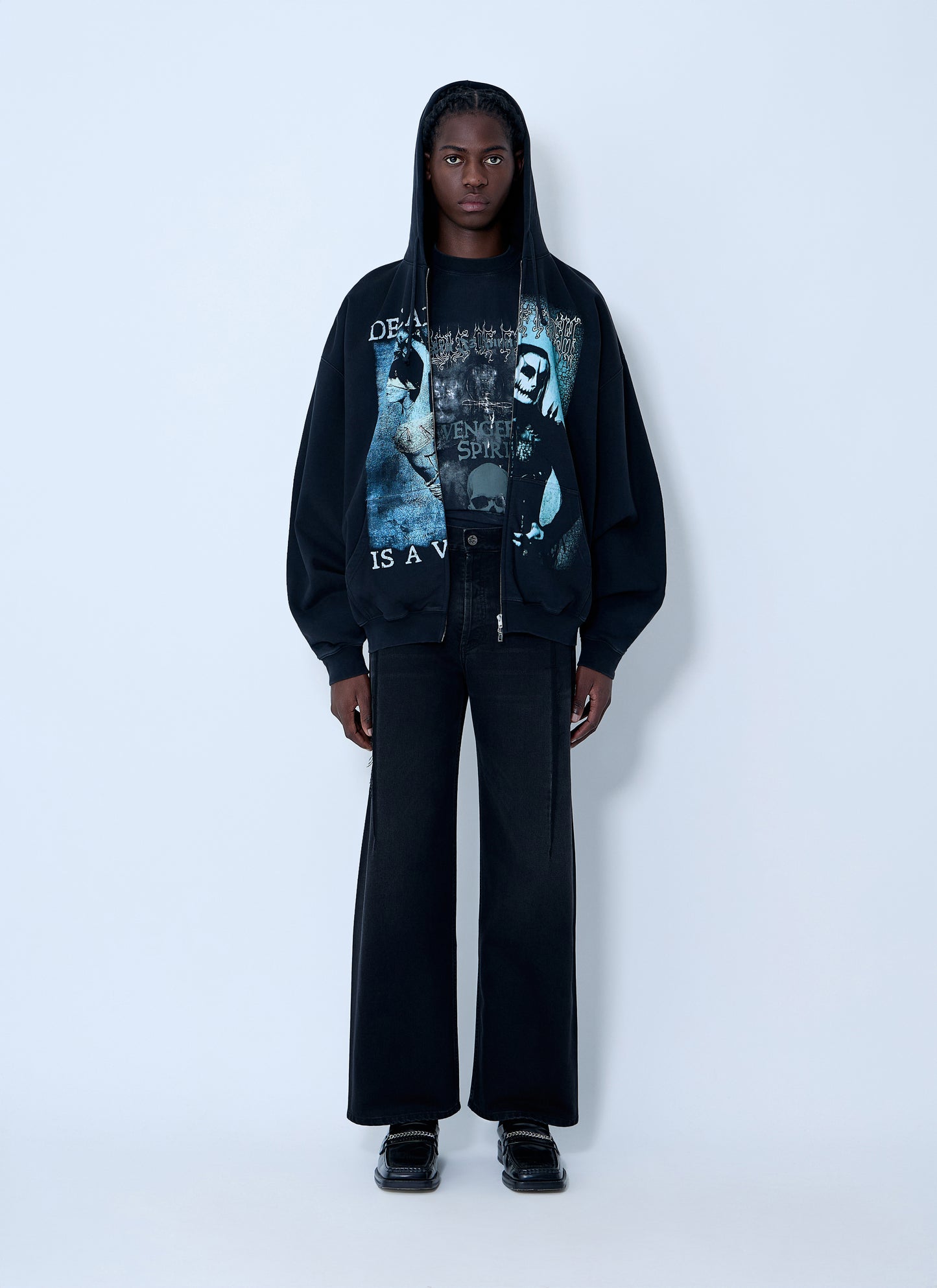Vetements Men Cof Cut-Up Zip-Up Hooded Sweatshirt VETEMENTS