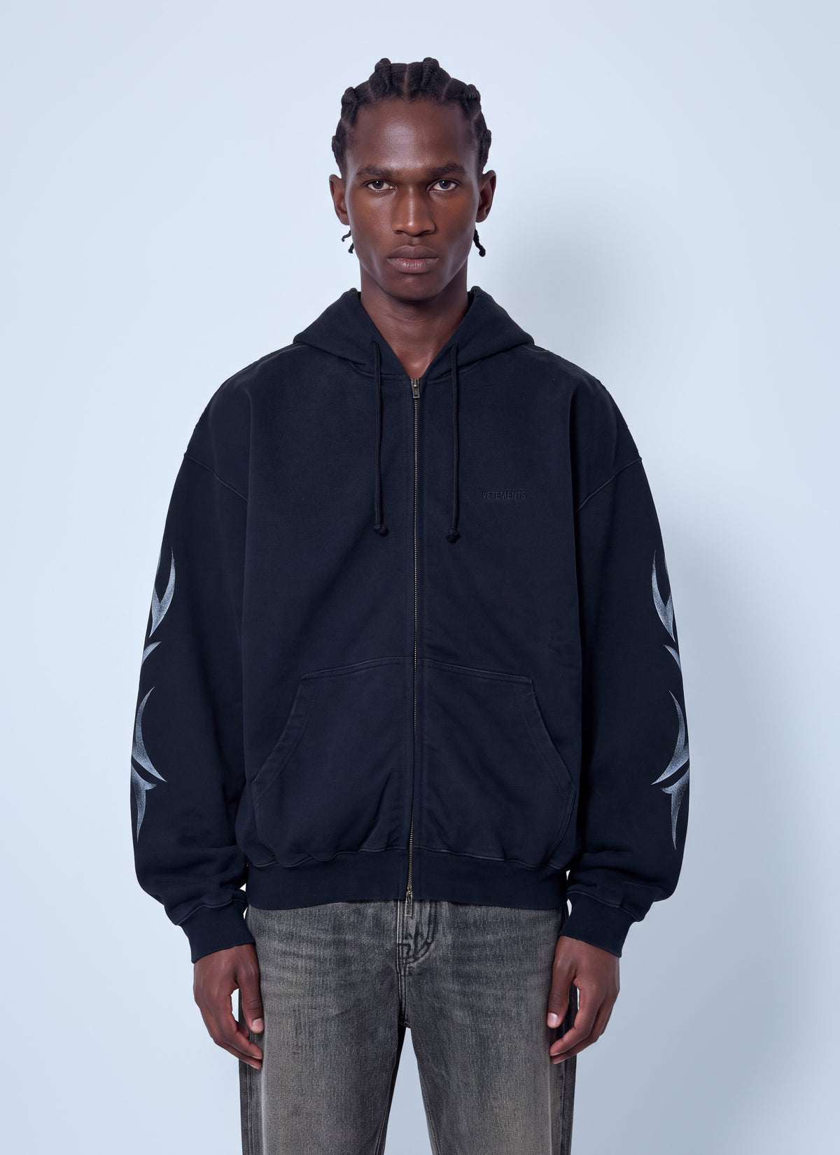 Vetements Men Graffiti Tribal Zip-Up Hoodie VETEMENTS