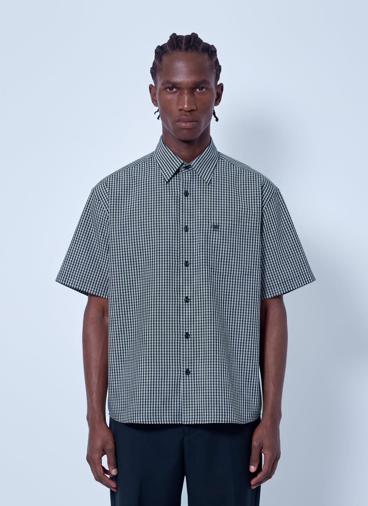Vetements Men Metal Logo Checked Short Sleeve Shirt VETEMENTS