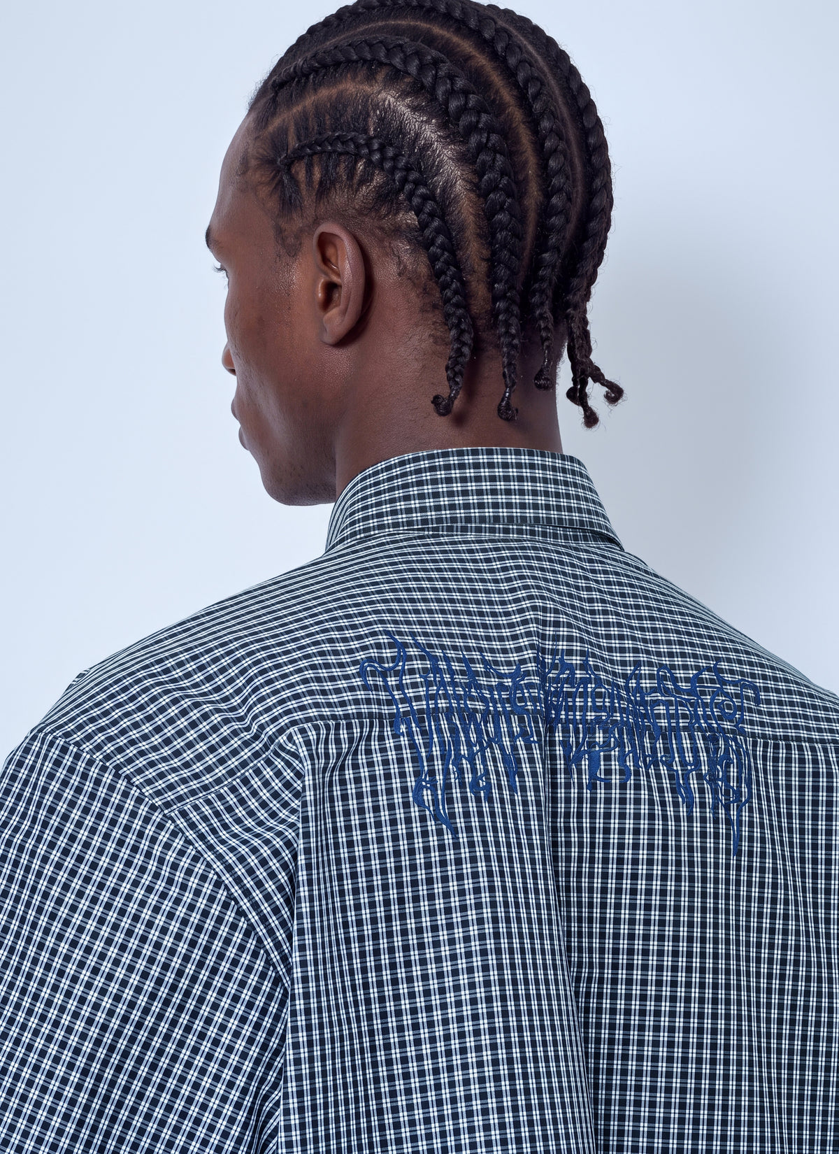 Vetements Men Metal Logo Checked Short Sleeve Shirt VETEMENTS