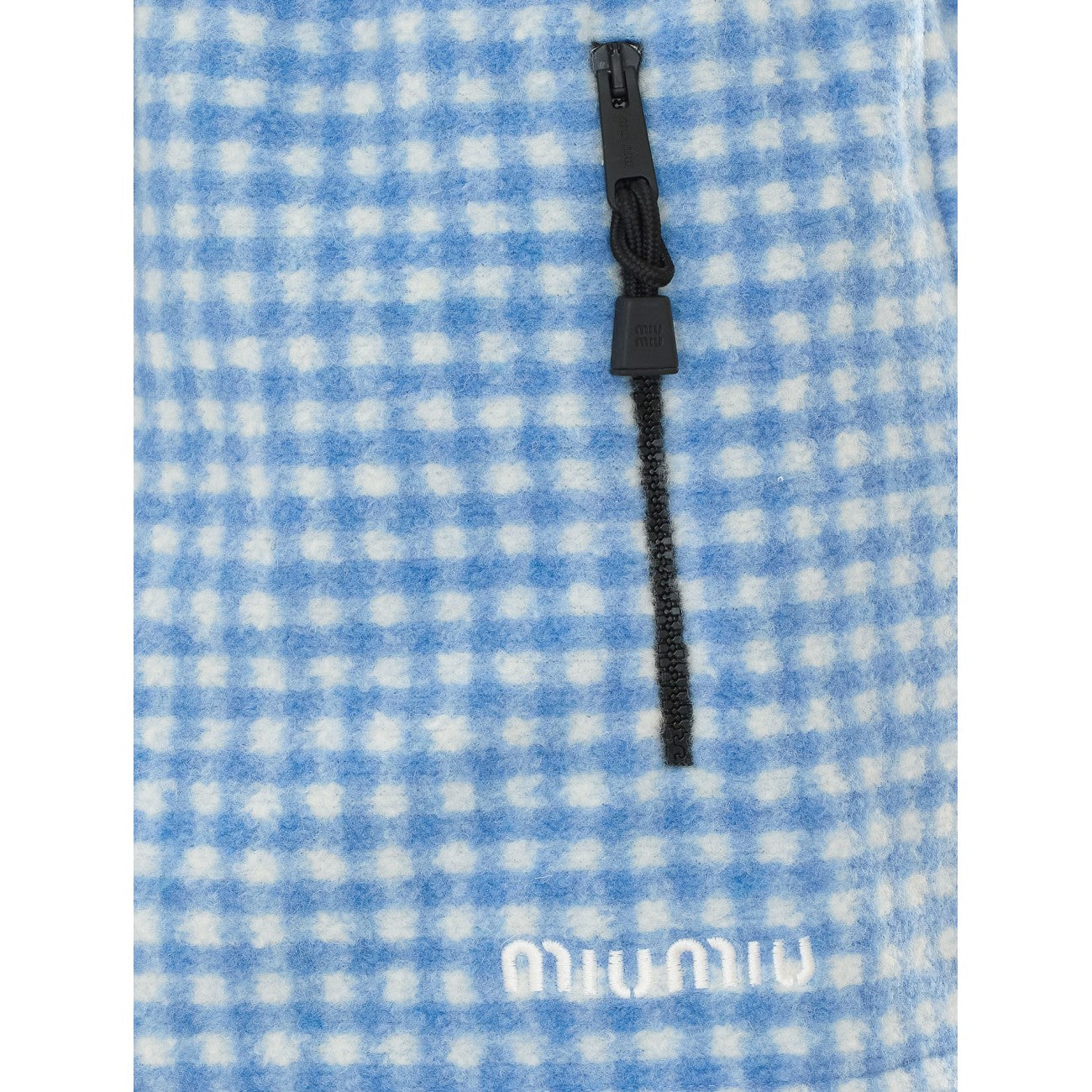 Miu Miu Women Vichy Fleece Mini Skirt With Miu Miu Logo MIU MIU