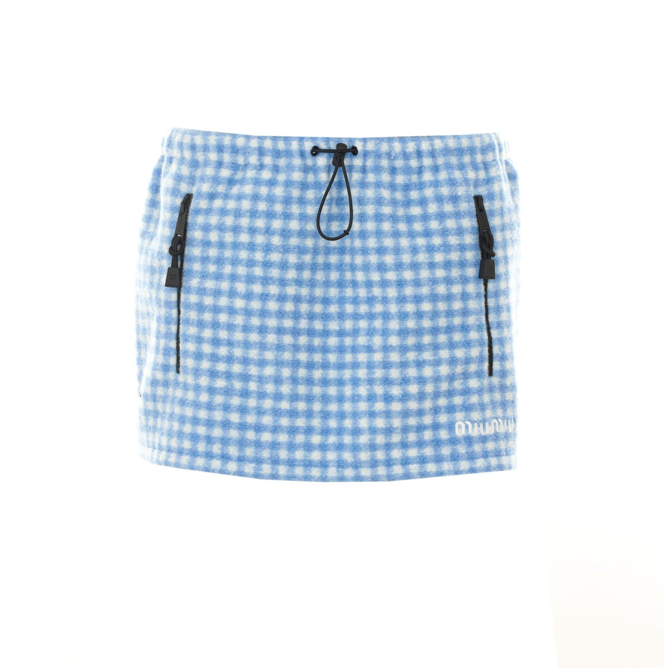 Miu Miu Women Vichy Fleece Mini Skirt With Miu Miu Logo MIU MIU