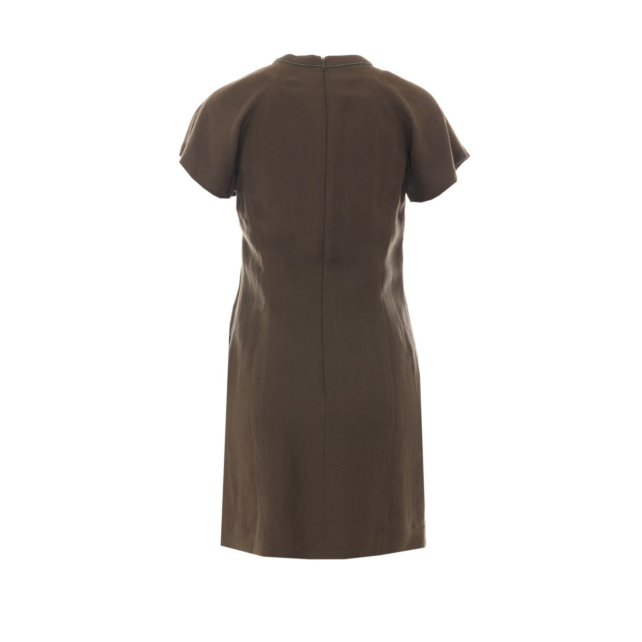Brunello Cucinelli Women Viscose And Linen Fluid Twill T-Shirt Dress With Shiny Trim BRUNELLO CUCINELLI