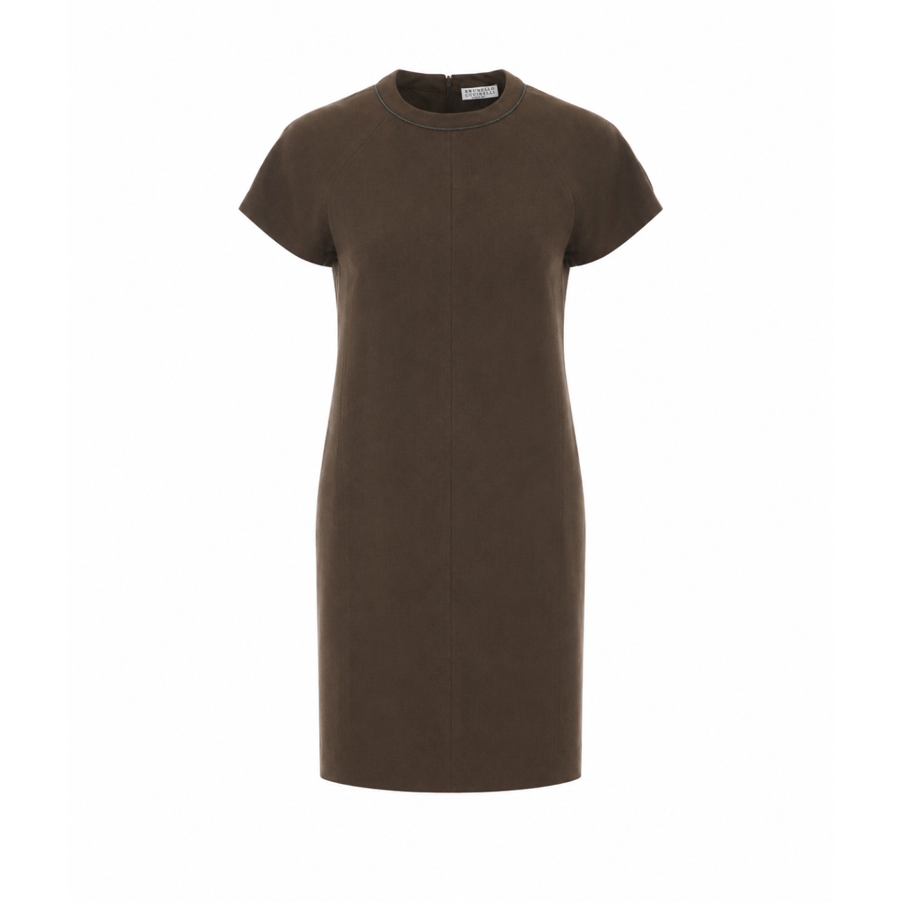 Brunello Cucinelli Women Viscose And Linen Fluid Twill T-Shirt Dress With Shiny Trim BRUNELLO CUCINELLI
