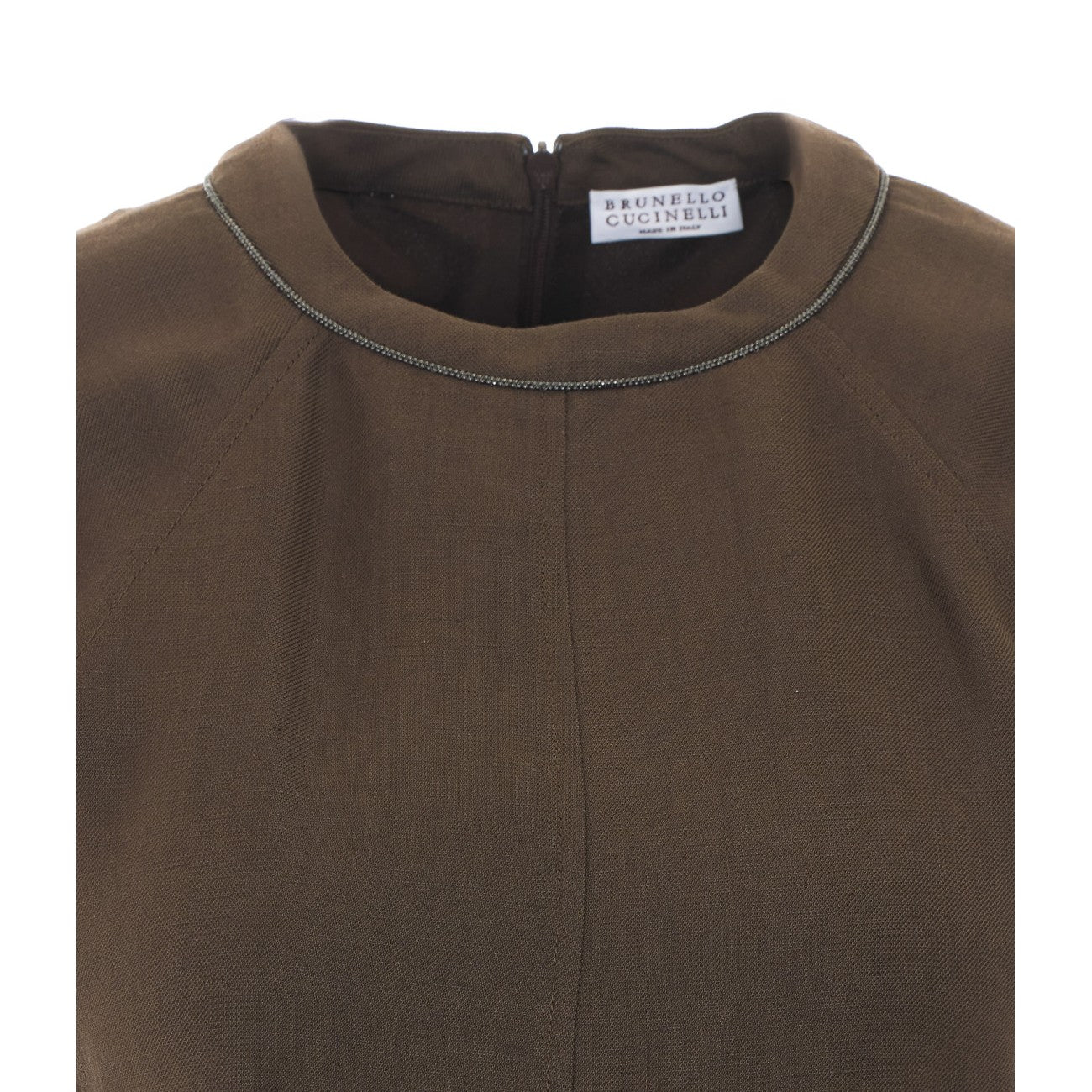 Brunello Cucinelli Women Viscose And Linen Fluid Twill T-Shirt Dress With Shiny Trim BRUNELLO CUCINELLI