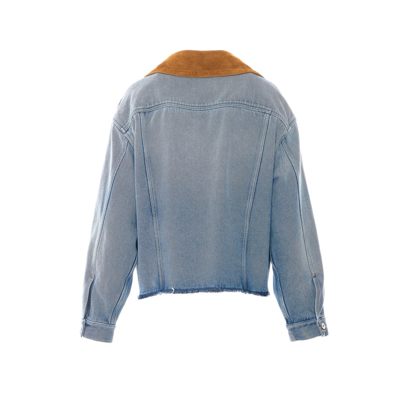 Miu Miu Women Washed Denim And Suede Logo Denim Jacket MIU MIU