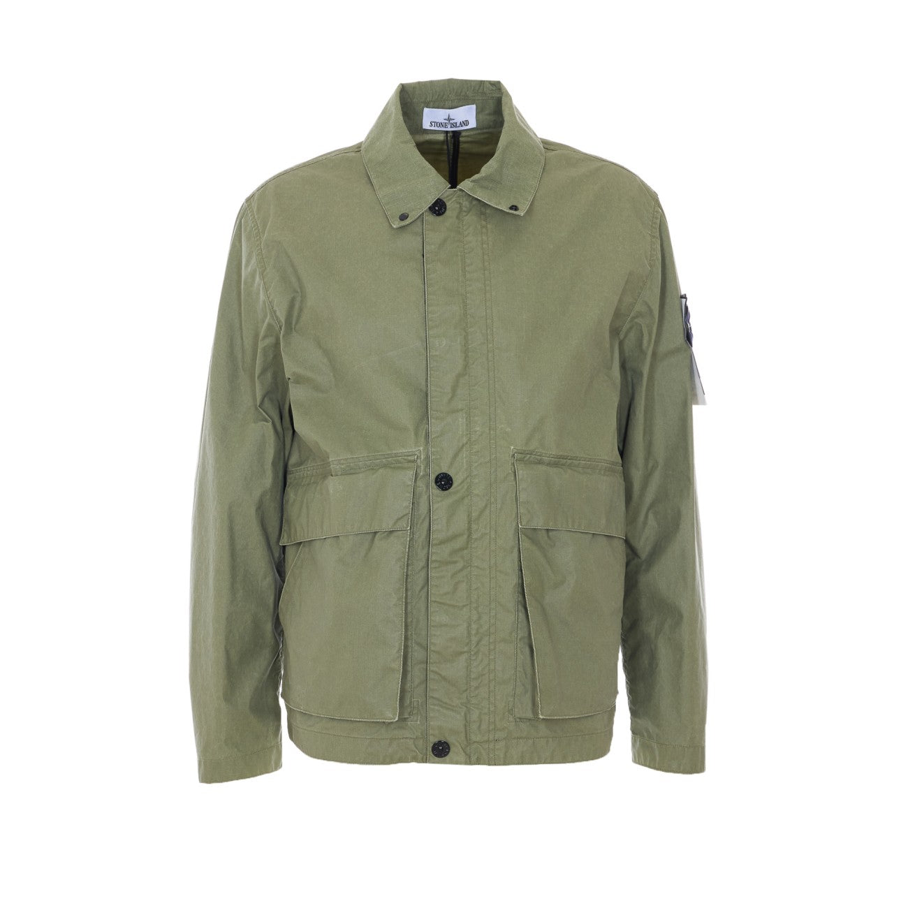 Stone Island Men Waxed Pigment Cotton Tela Logo Jacket STONE ISLAND