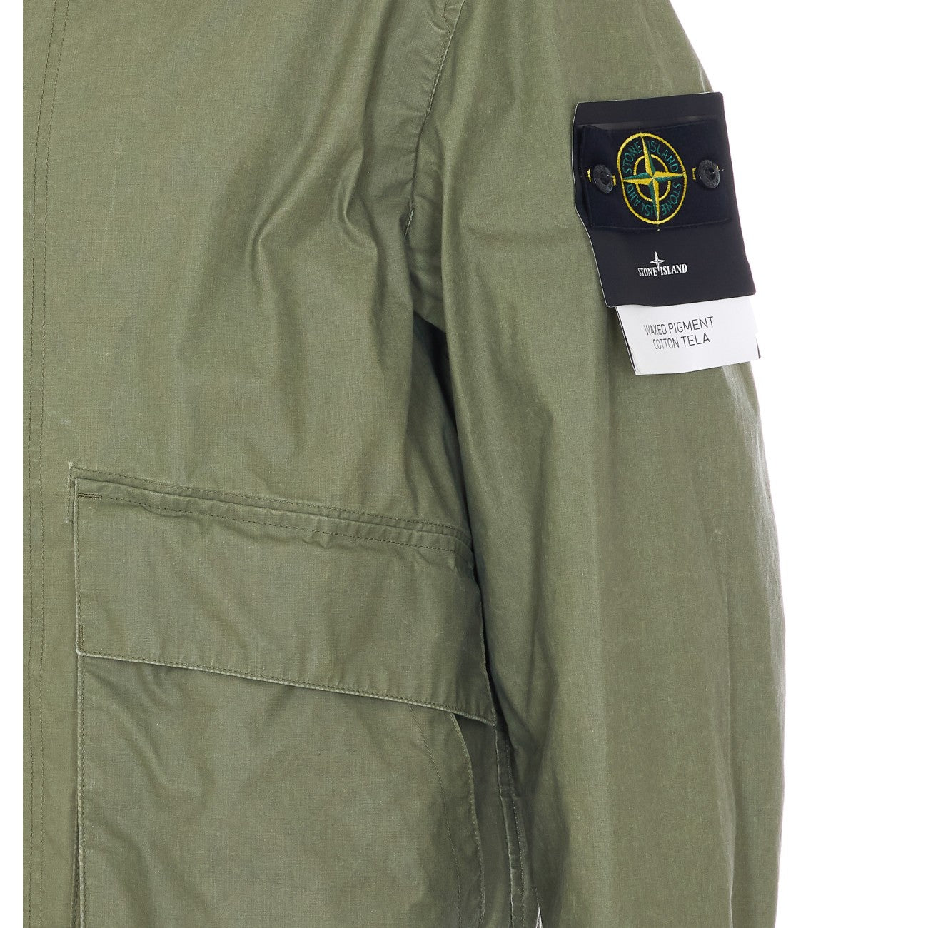 Stone Island Men Waxed Pigment Cotton Tela Logo Jacket STONE ISLAND