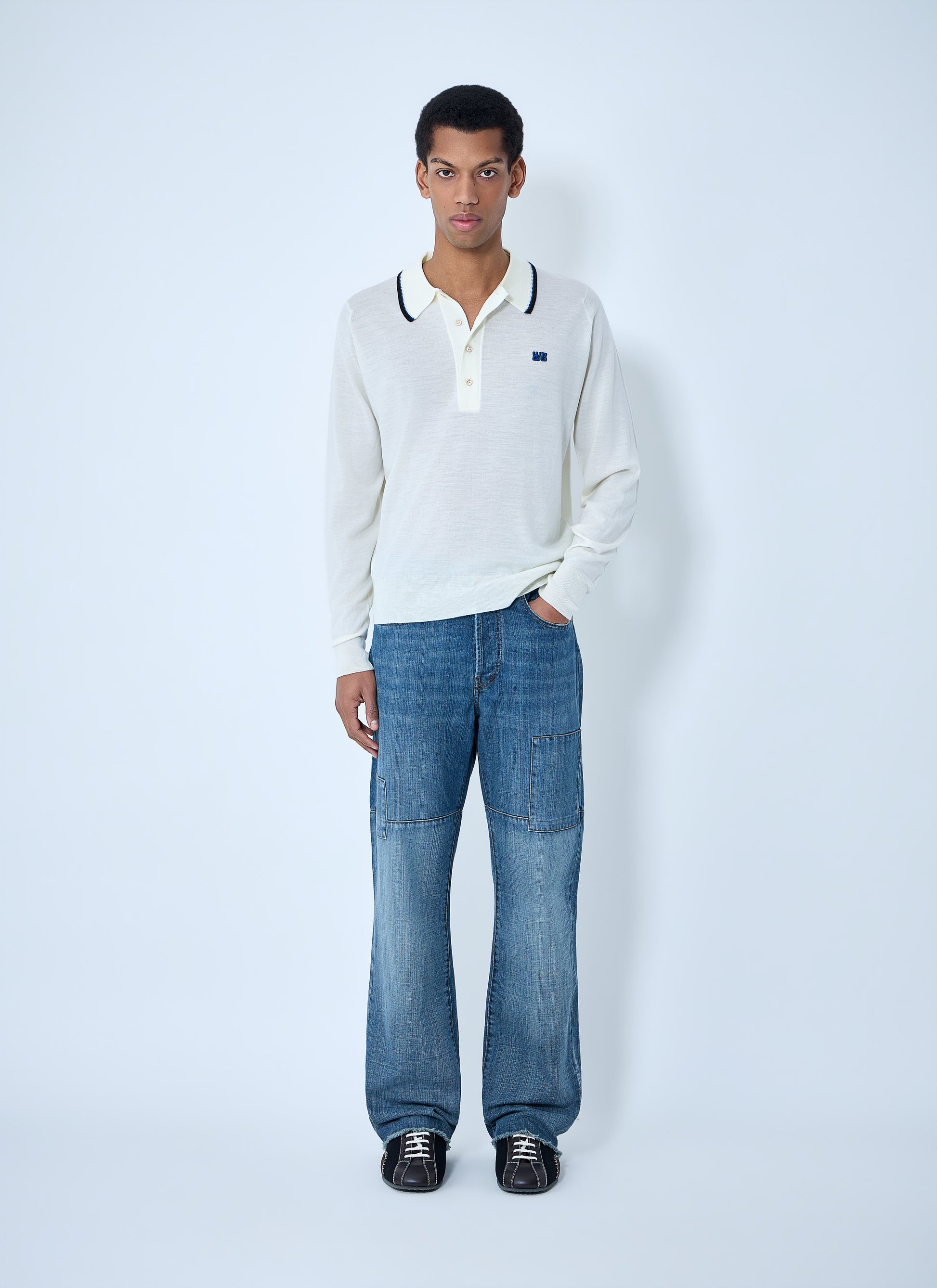 Wales Bonner Men Patched Slub Wide-Leg Jeans WALES BONNER