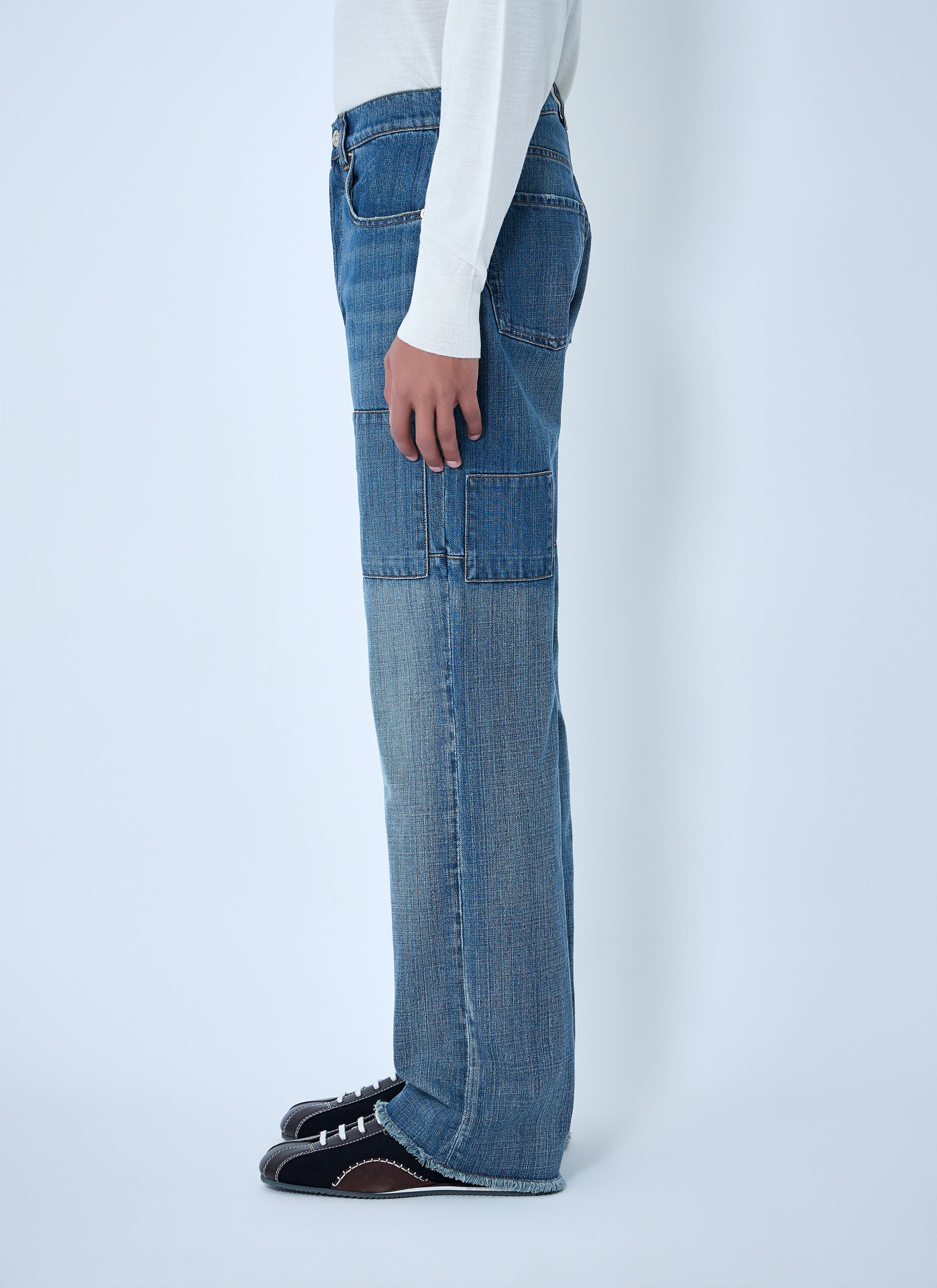Wales Bonner Men Patched Slub Wide-Leg Jeans WALES BONNER