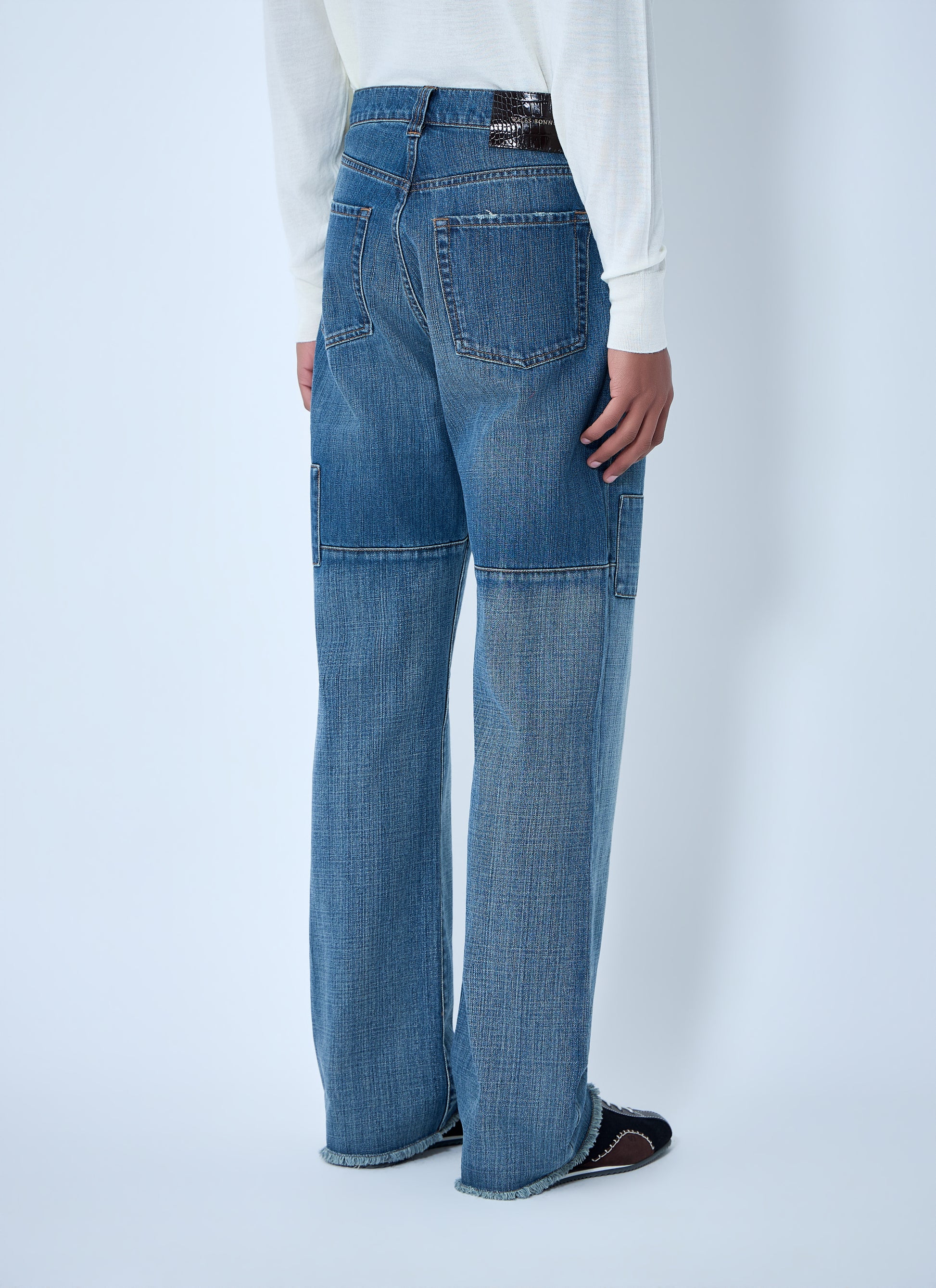 Wales Bonner Men Patched Slub Wide-Leg Jeans WALES BONNER