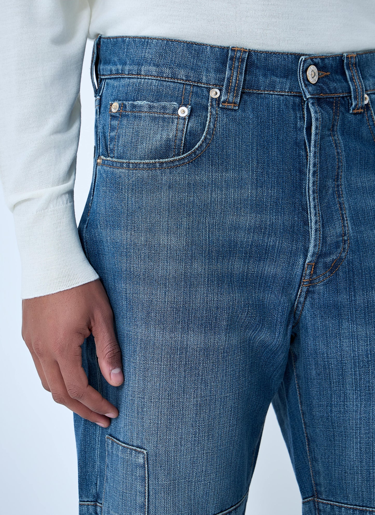 Wales Bonner Men Patched Slub Wide-Leg Jeans WALES BONNER