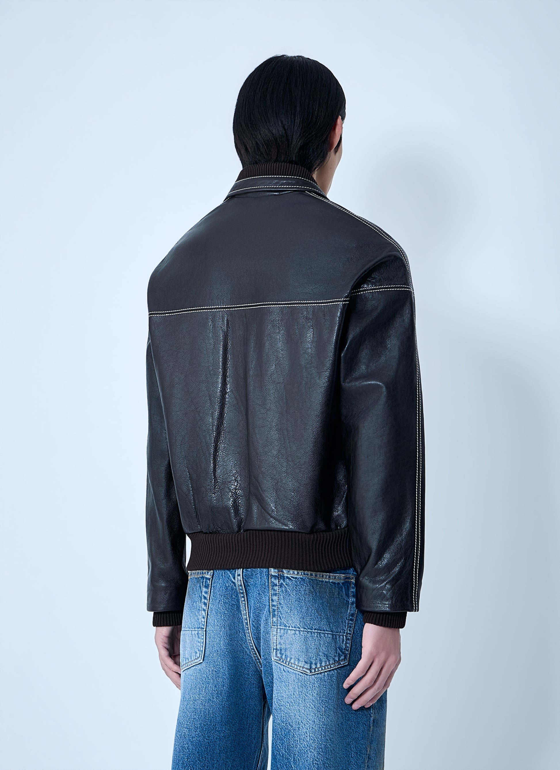Wales Bonner Men Leather Button-Up Jacket WALES BONNER