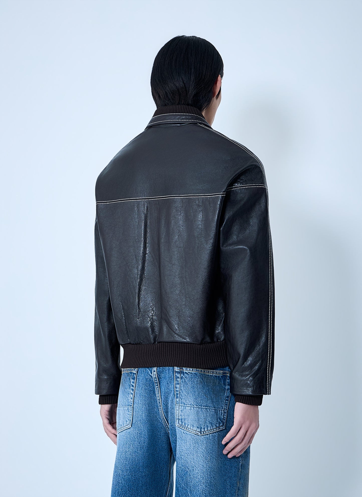 Wales Bonner Men Leather Button-Up Jacket WALES BONNER