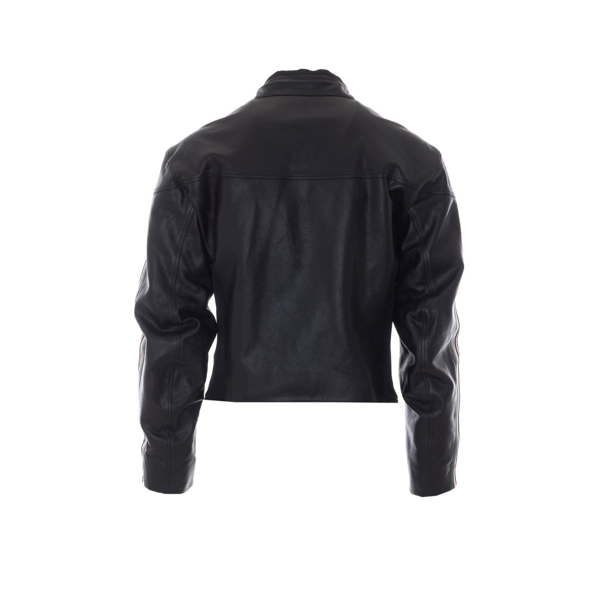 Gucci Men Web Detail Leather Biker Jacket GUCCI