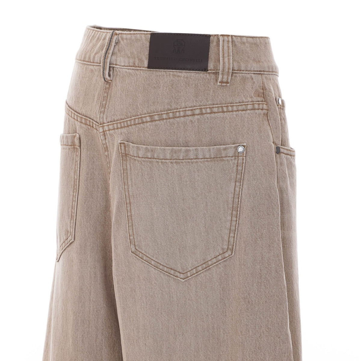 Brunello Cucinelli Women Wide Jeans In Authentic Denim With Monile BRUNELLO CUCINELLI