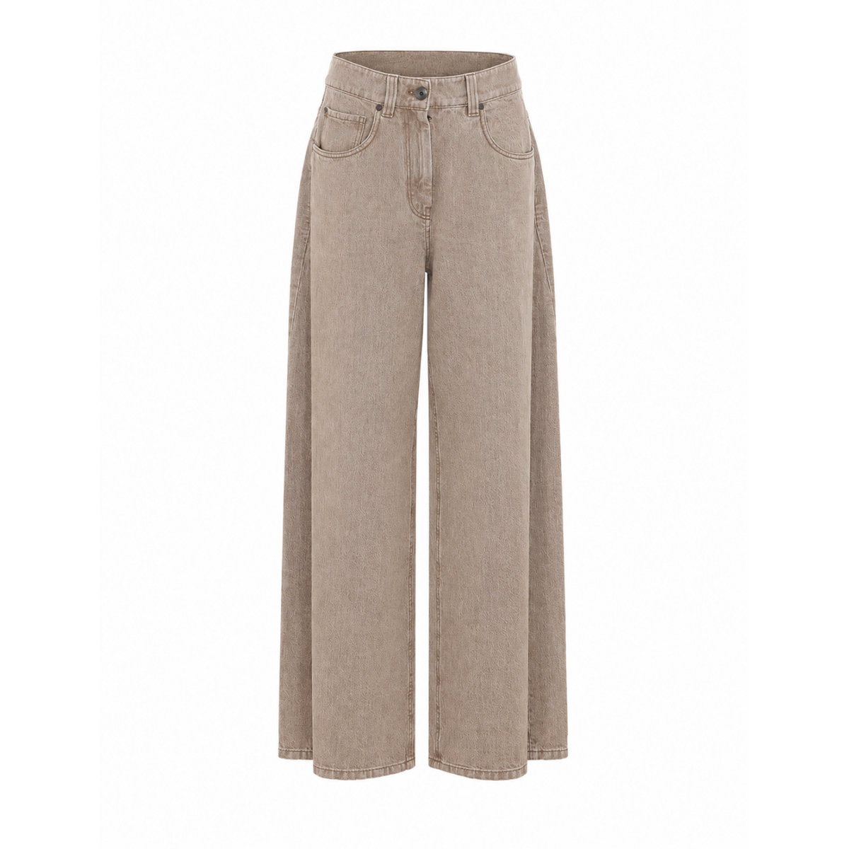 Brunello Cucinelli Women Wide Jeans In Authentic Denim With Monile BRUNELLO CUCINELLI