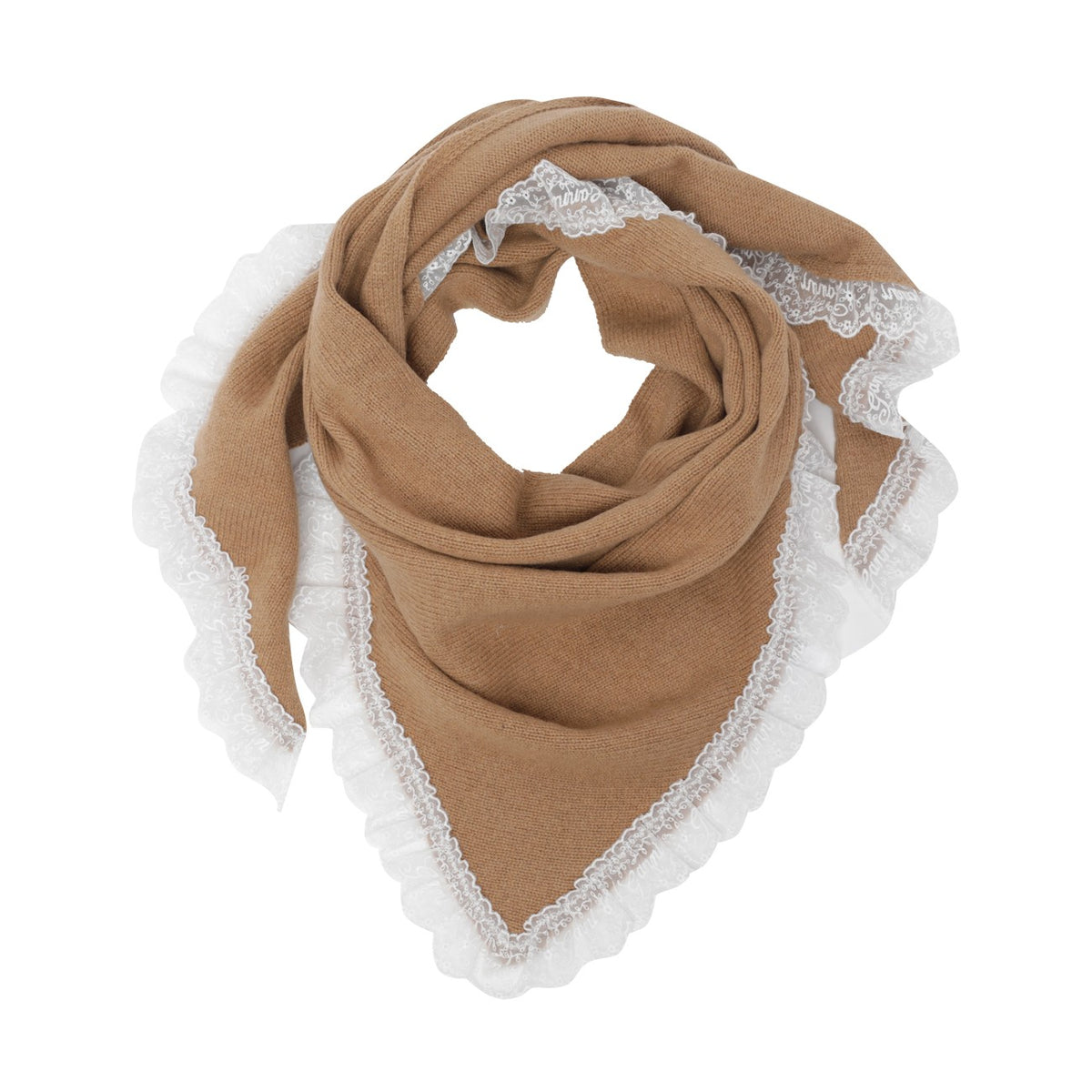Ganni Women Wool Lace Triangular Scarf GANNI