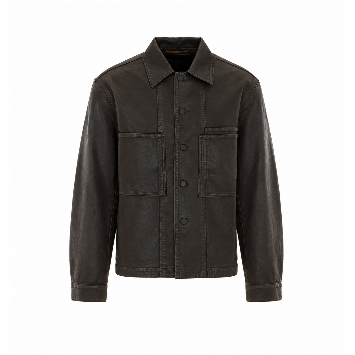 Lemaire Men Workwear Overshirt In Coated Denim LEMAIRE