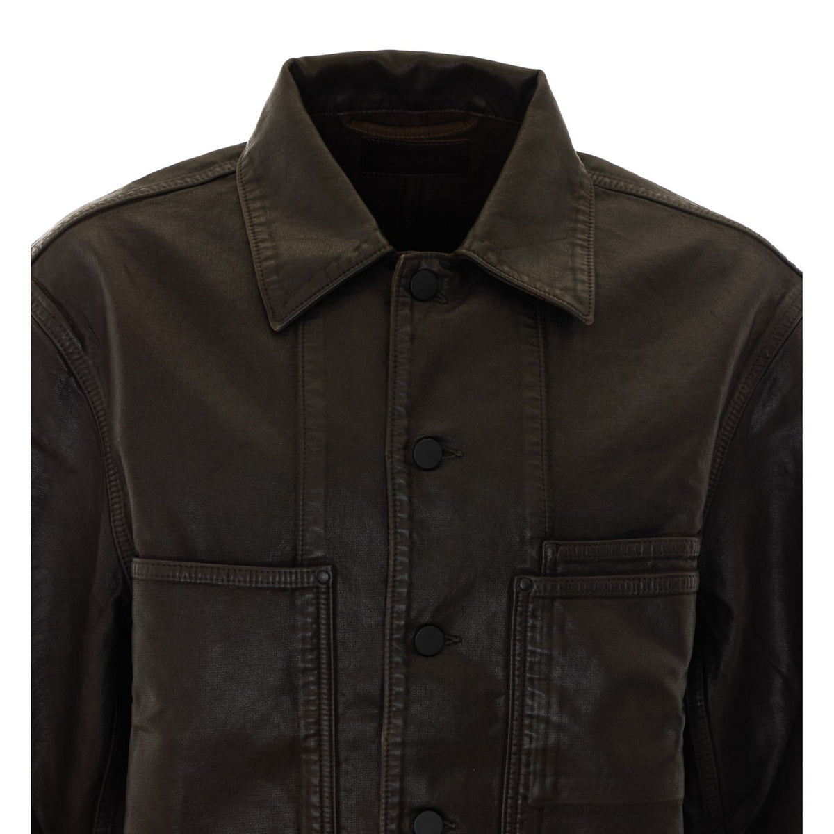 Lemaire Men Workwear Overshirt In Coated Denim LEMAIRE